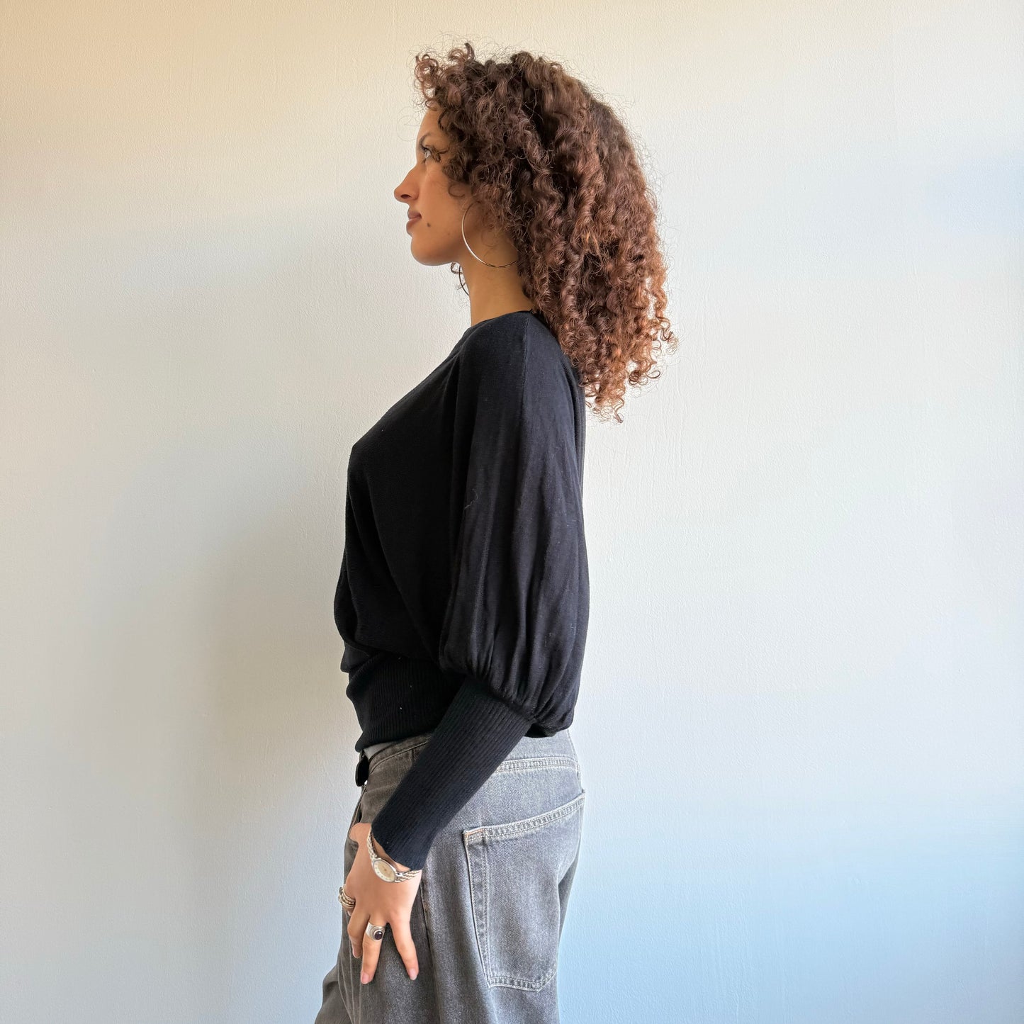 Black slouchy knit - One Size