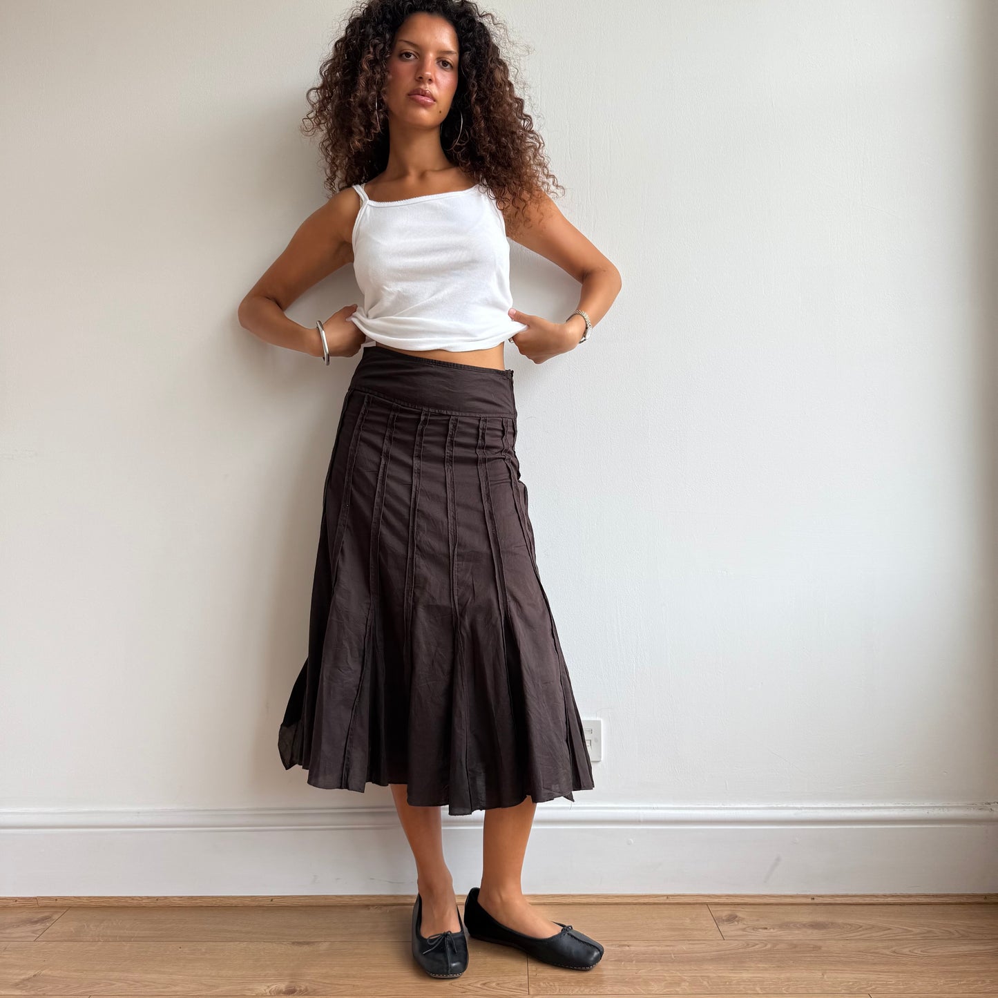 Brown boho midi skirt - Size XS