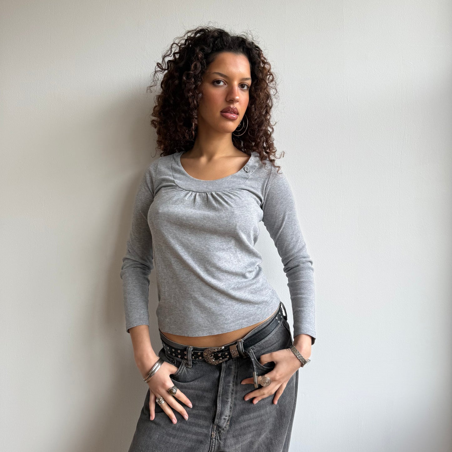 Grey button long sleeve - Size S