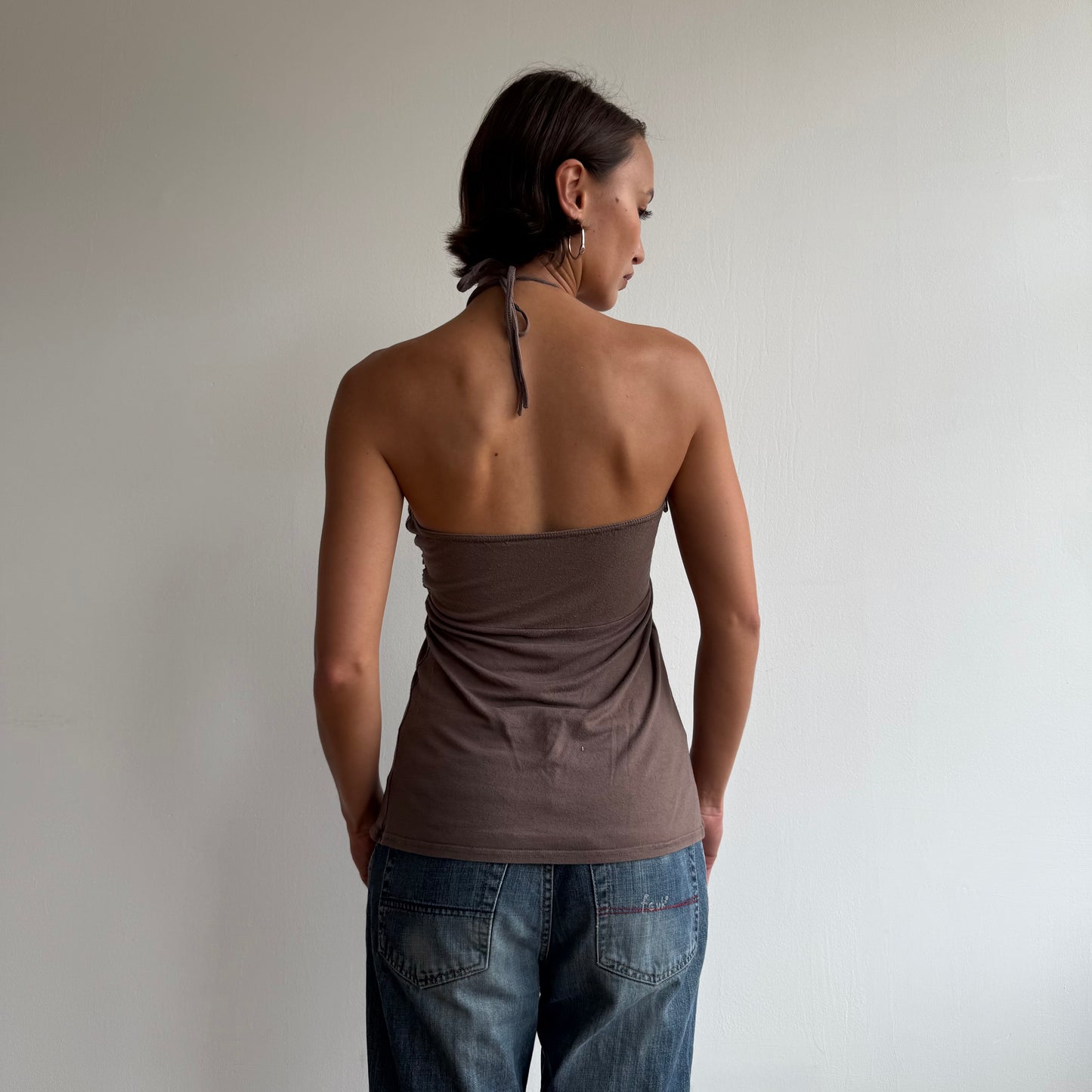 Taupe halterneck bandeau top - Size S