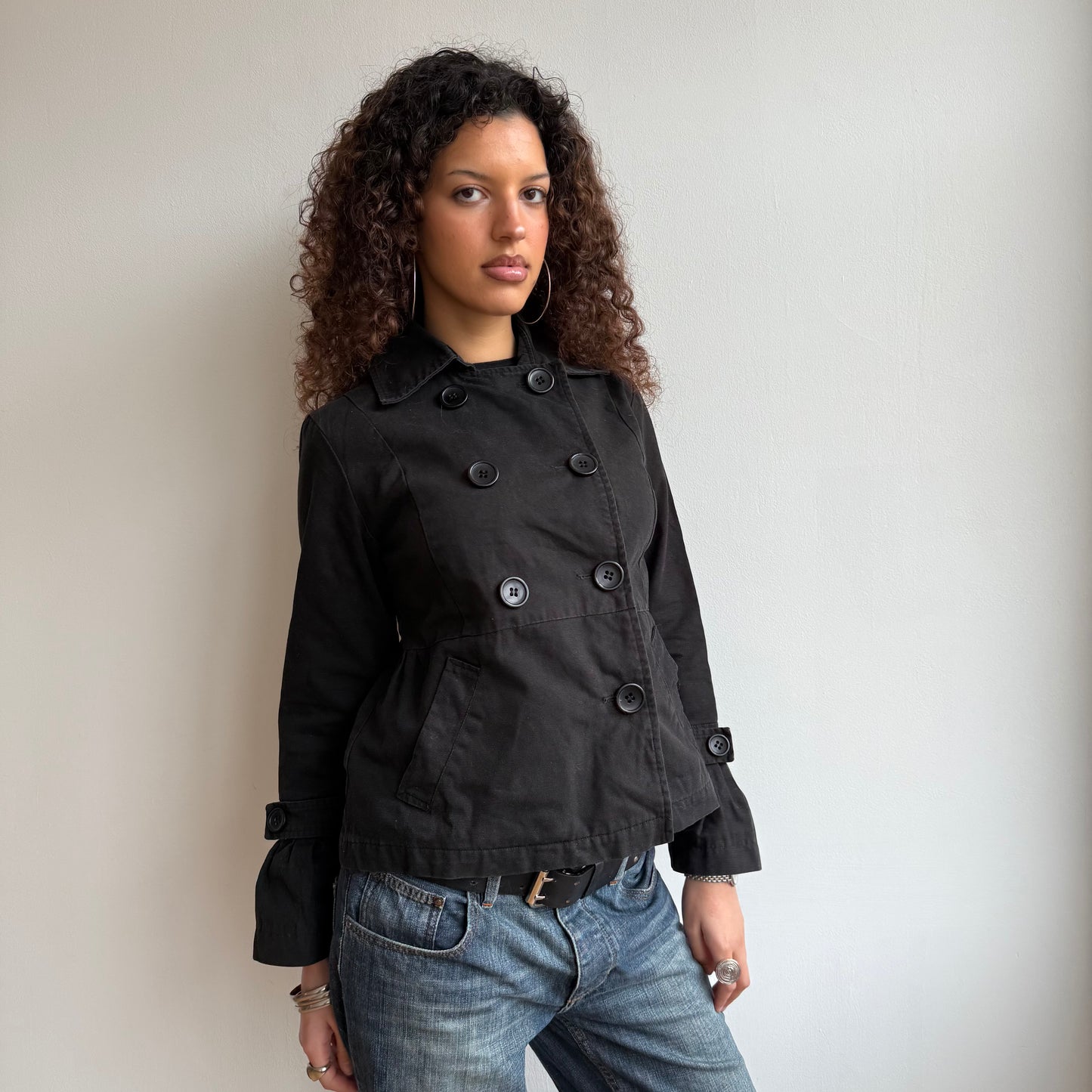 Black double breasted peacoat - Size S
