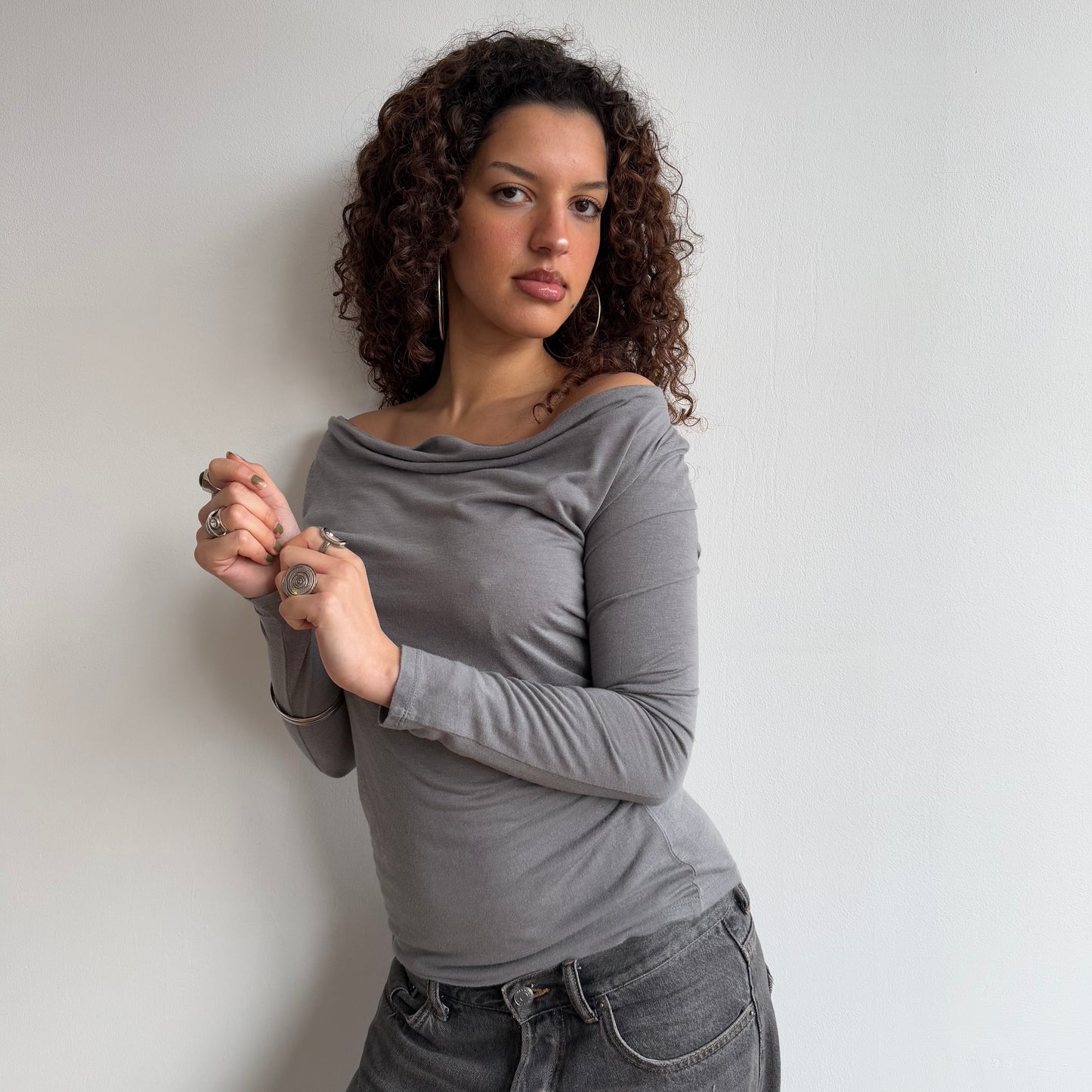 Grey cowl neck long sleeve - Size S