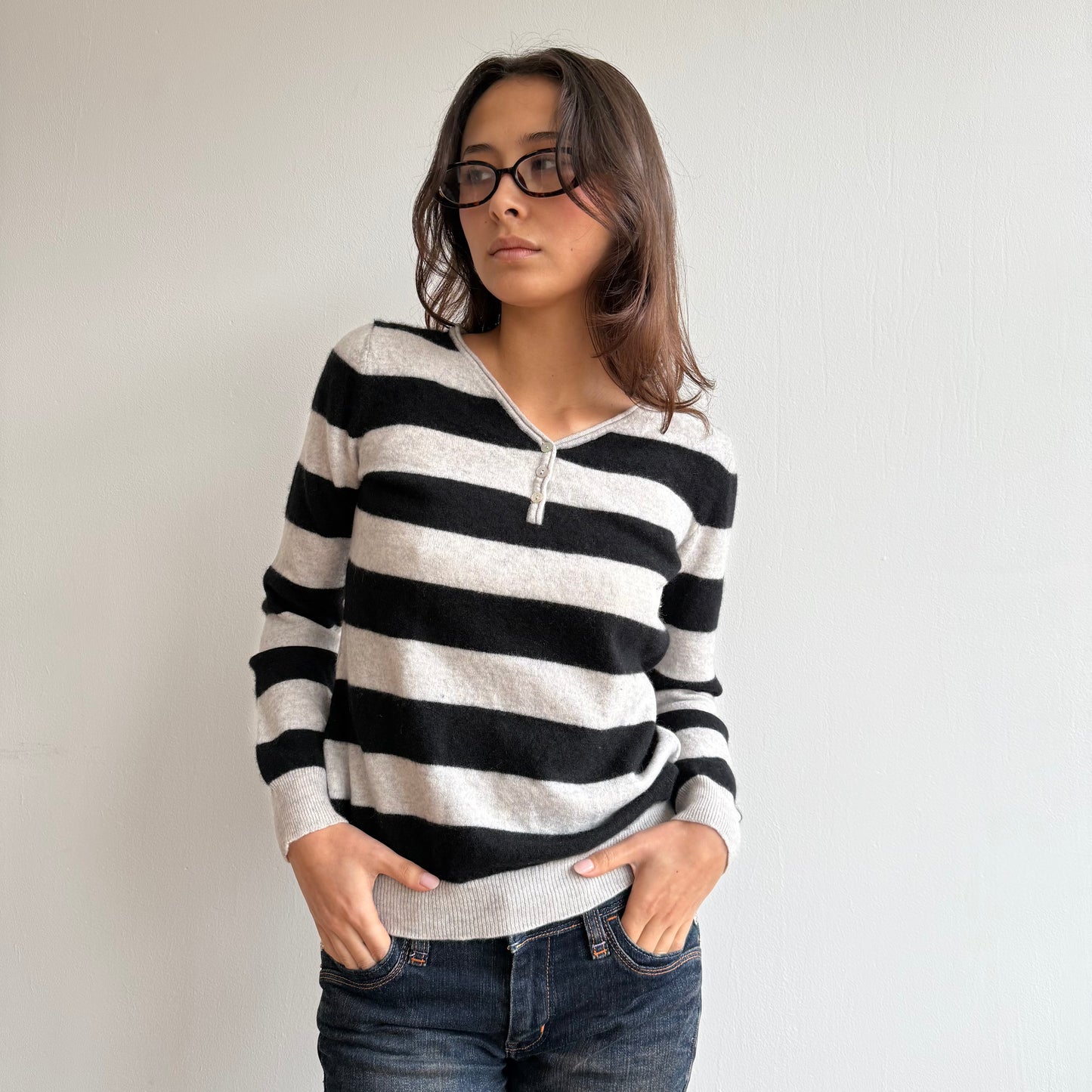 Grey striped cashmere knit - Size S