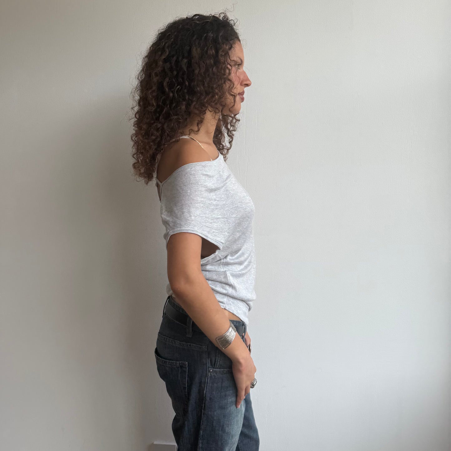 Grey slouchy open back knit - Size S
