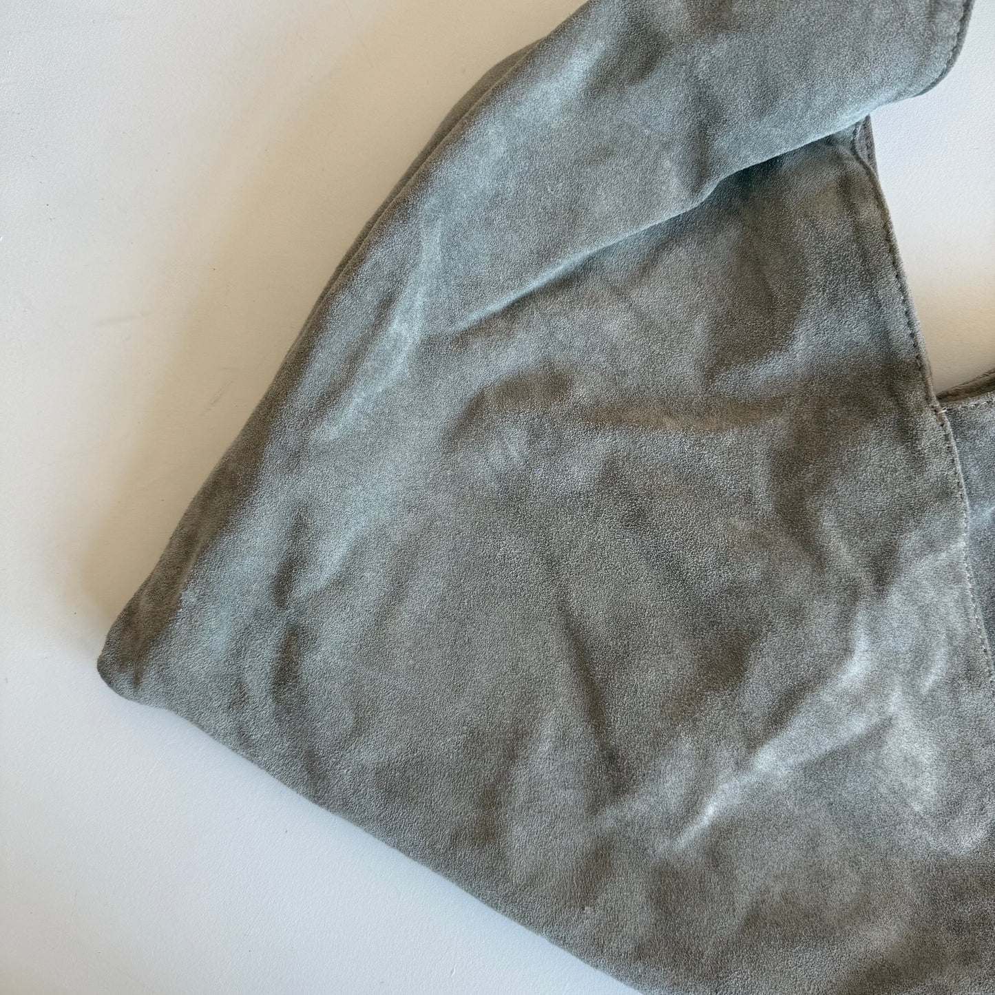 Khaki suede hobo bag