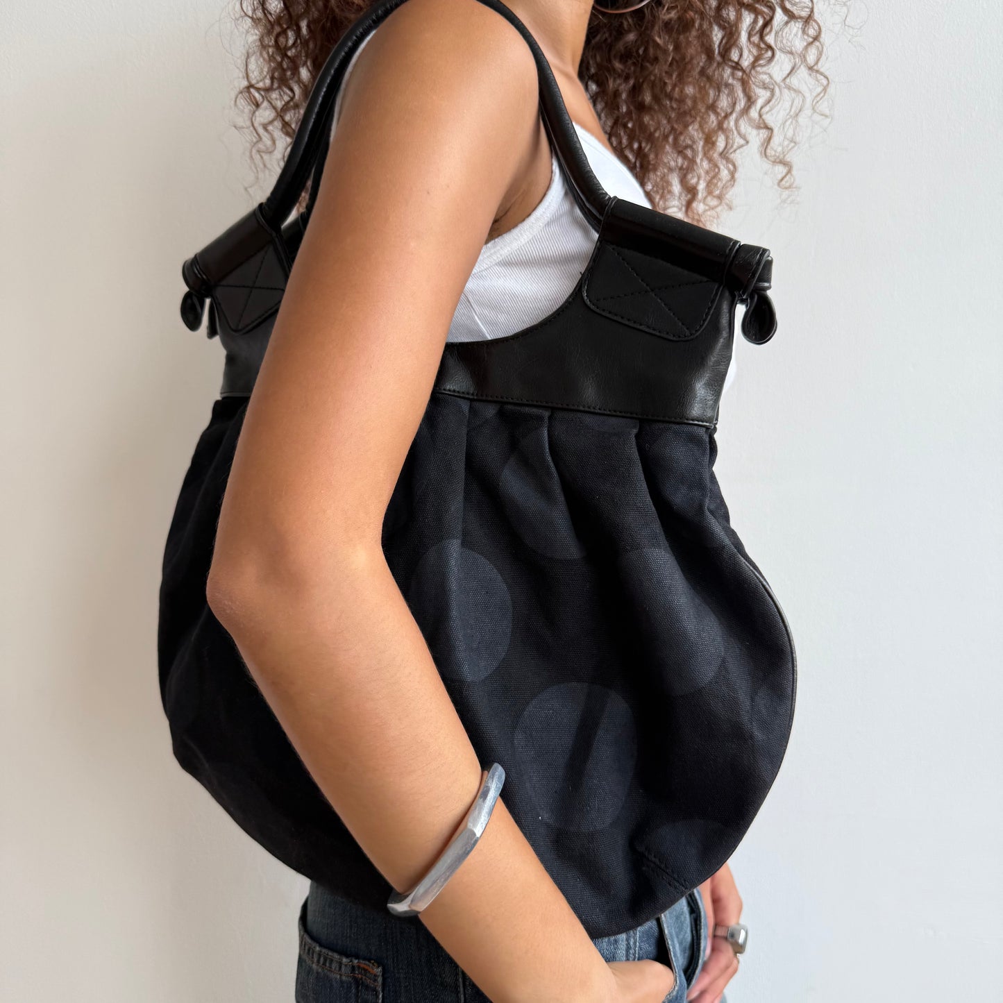 Black polka dot bag - OS