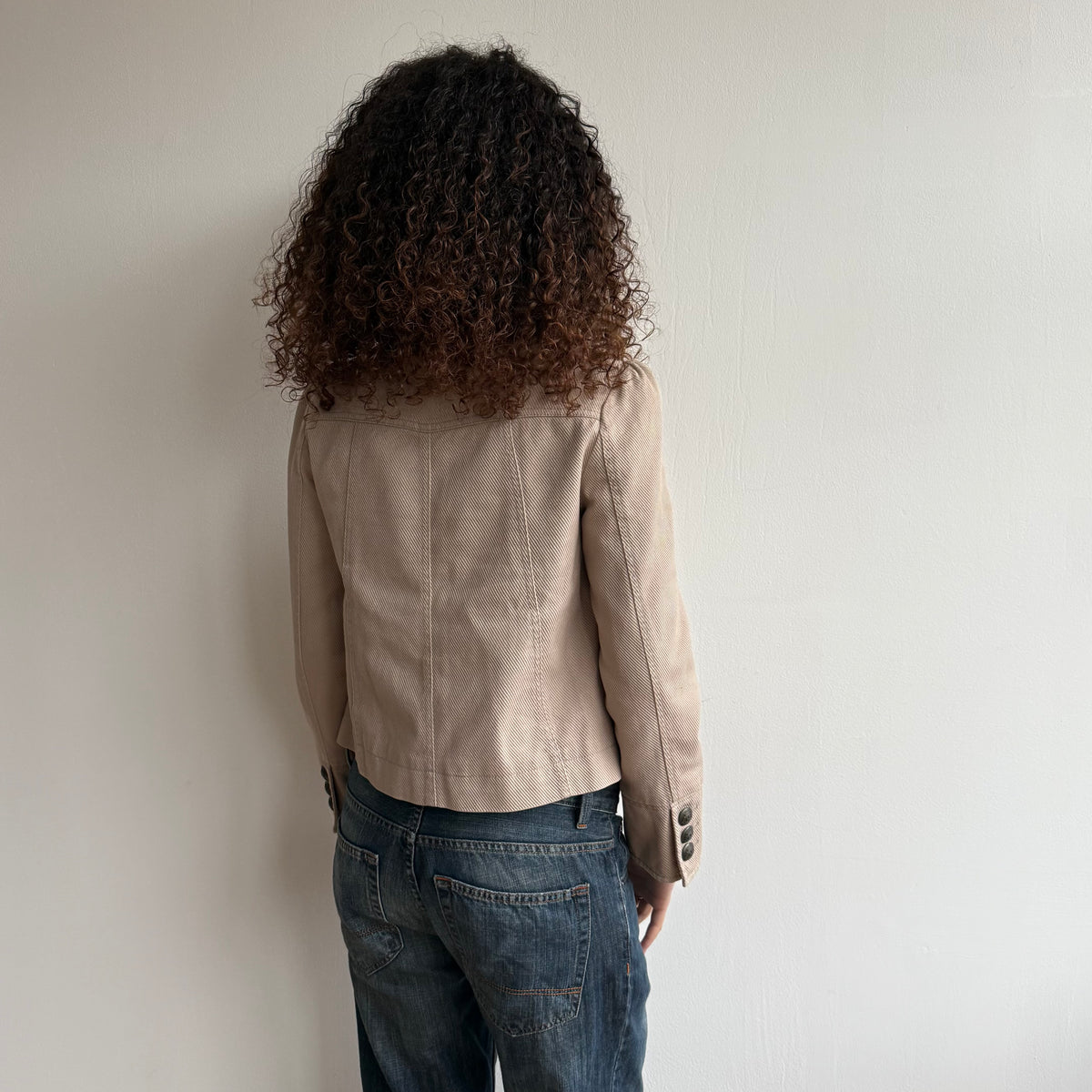 Beige corded peacoat - Size S/M