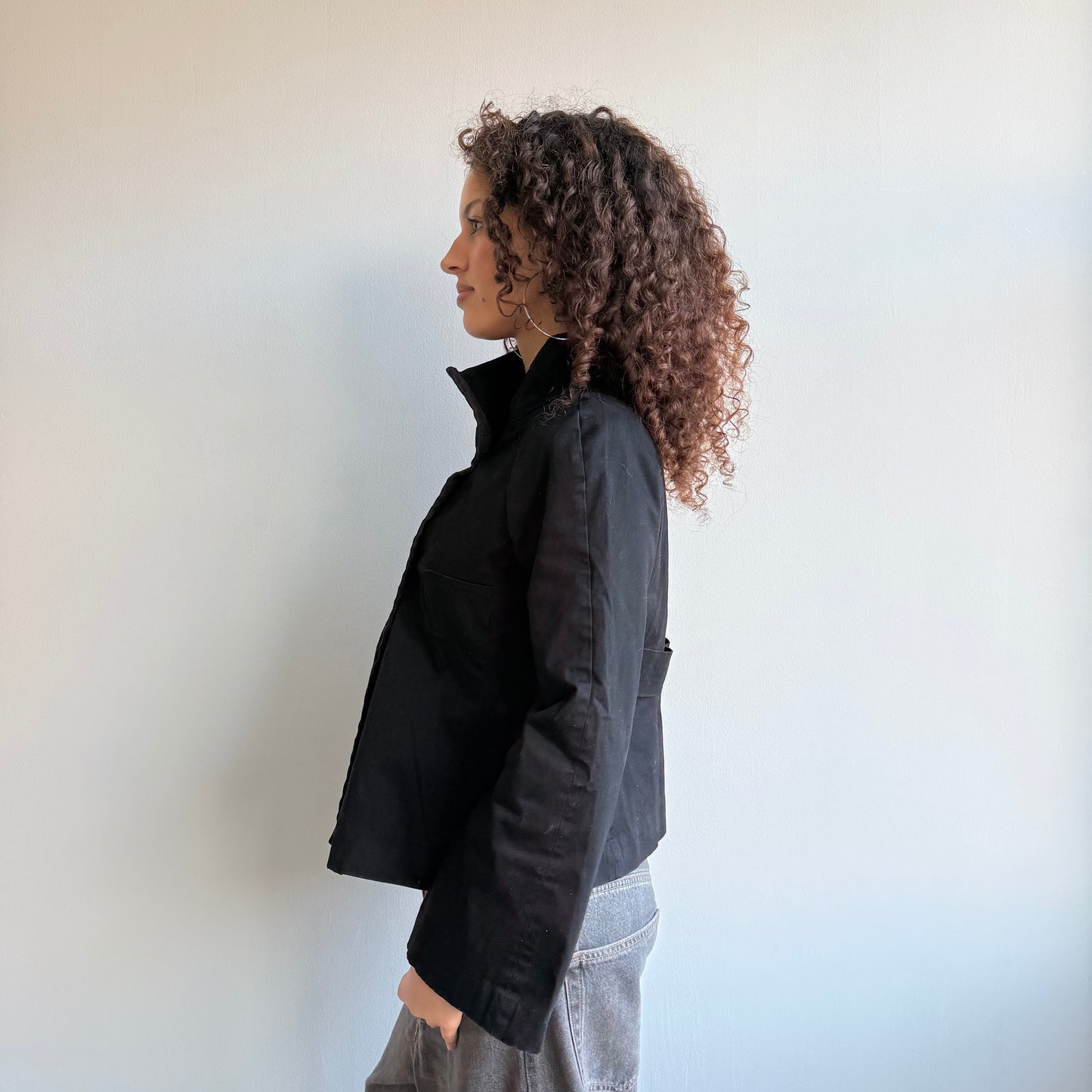 Black button peacoat - Size M