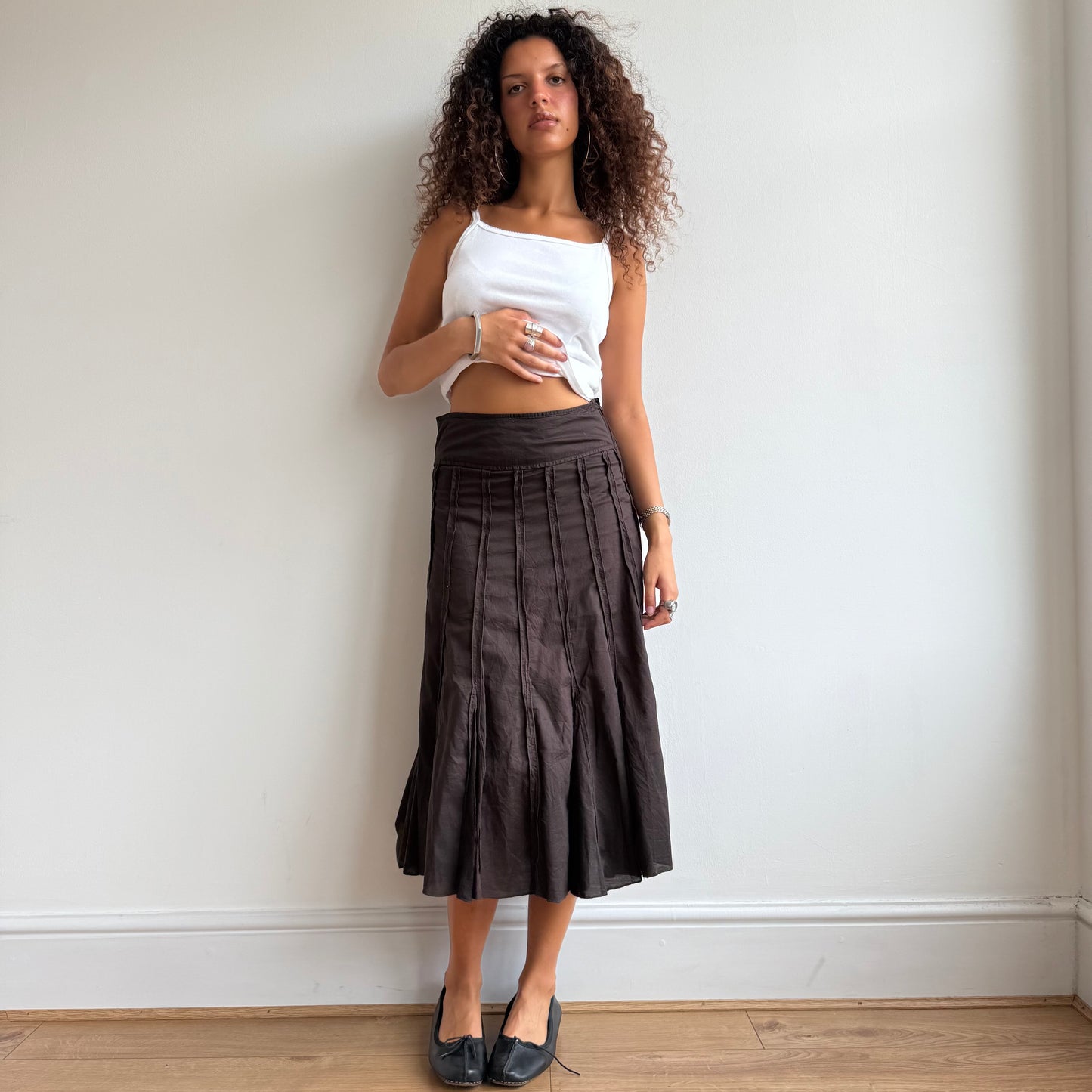Brown boho midi skirt - Size XS