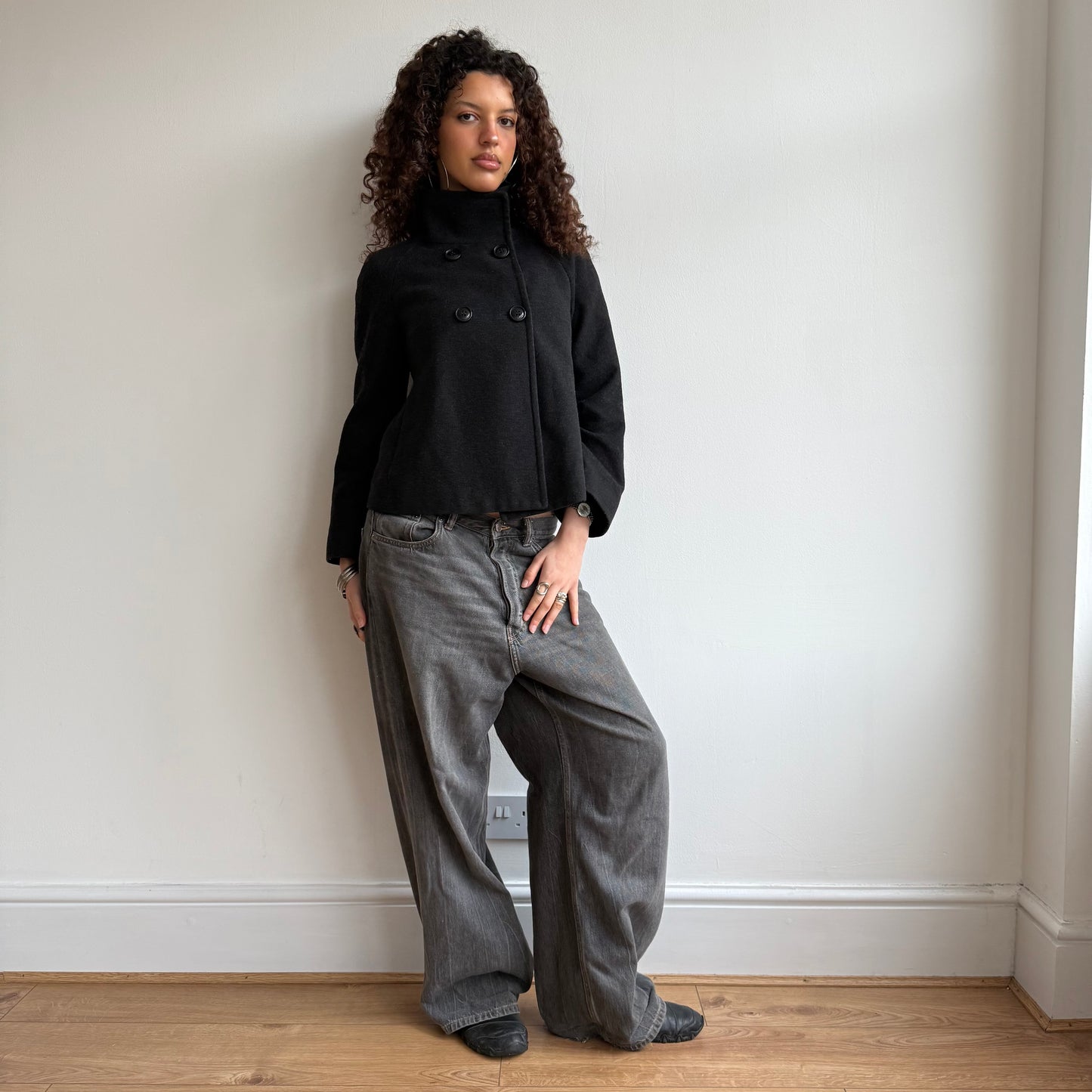 Charcoal grey peacoat - Size S