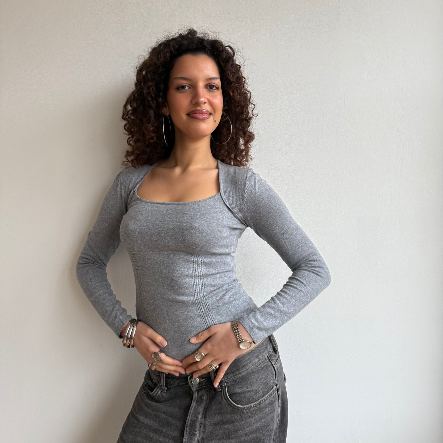 Grey long sleeve knit - Size S