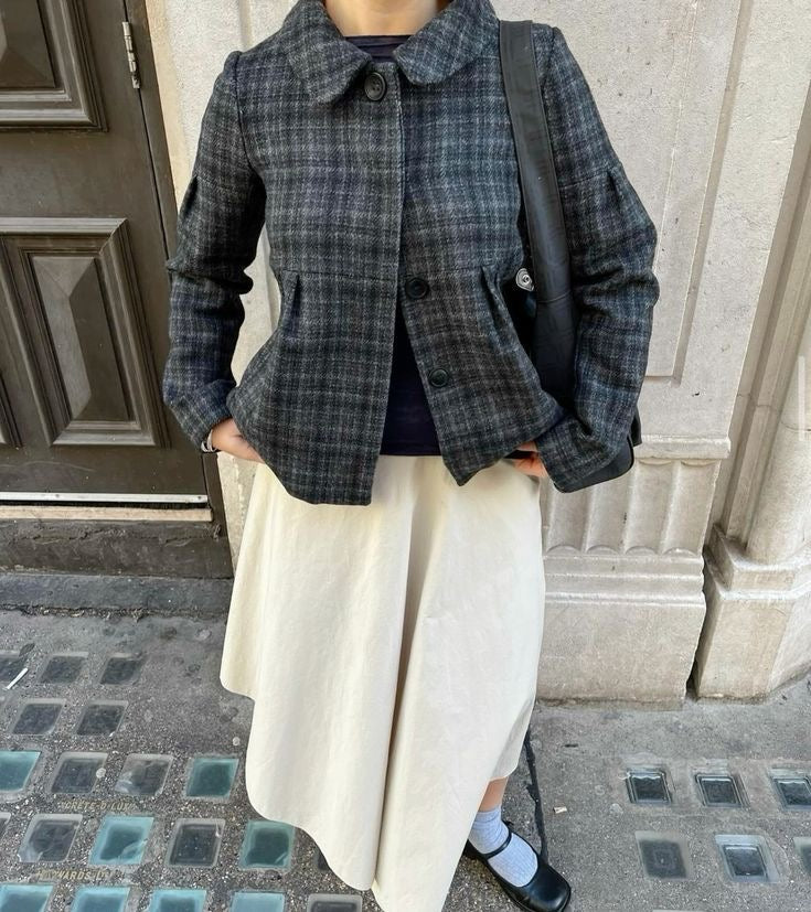 Tartan peacoat - Size S (2)