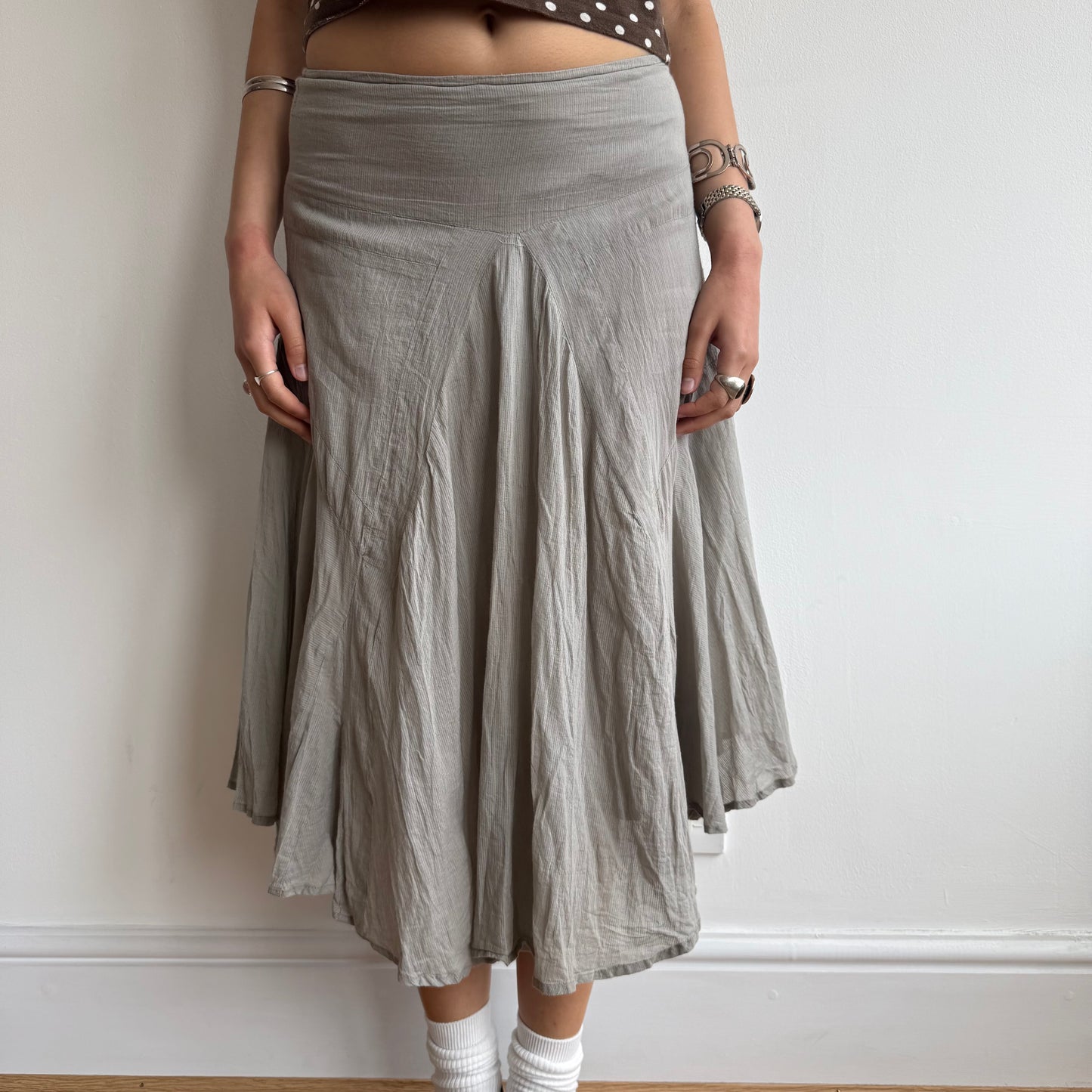 Grey floaty midi skirt - Size S