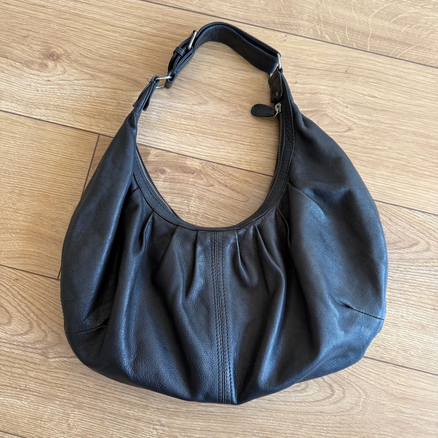 Black leather hobo bag