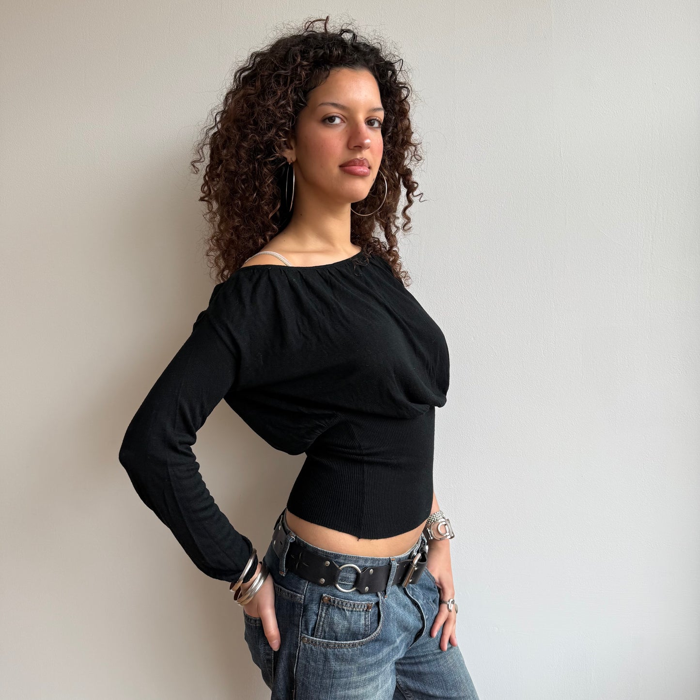 Black slouchy keyhole knit - Size S