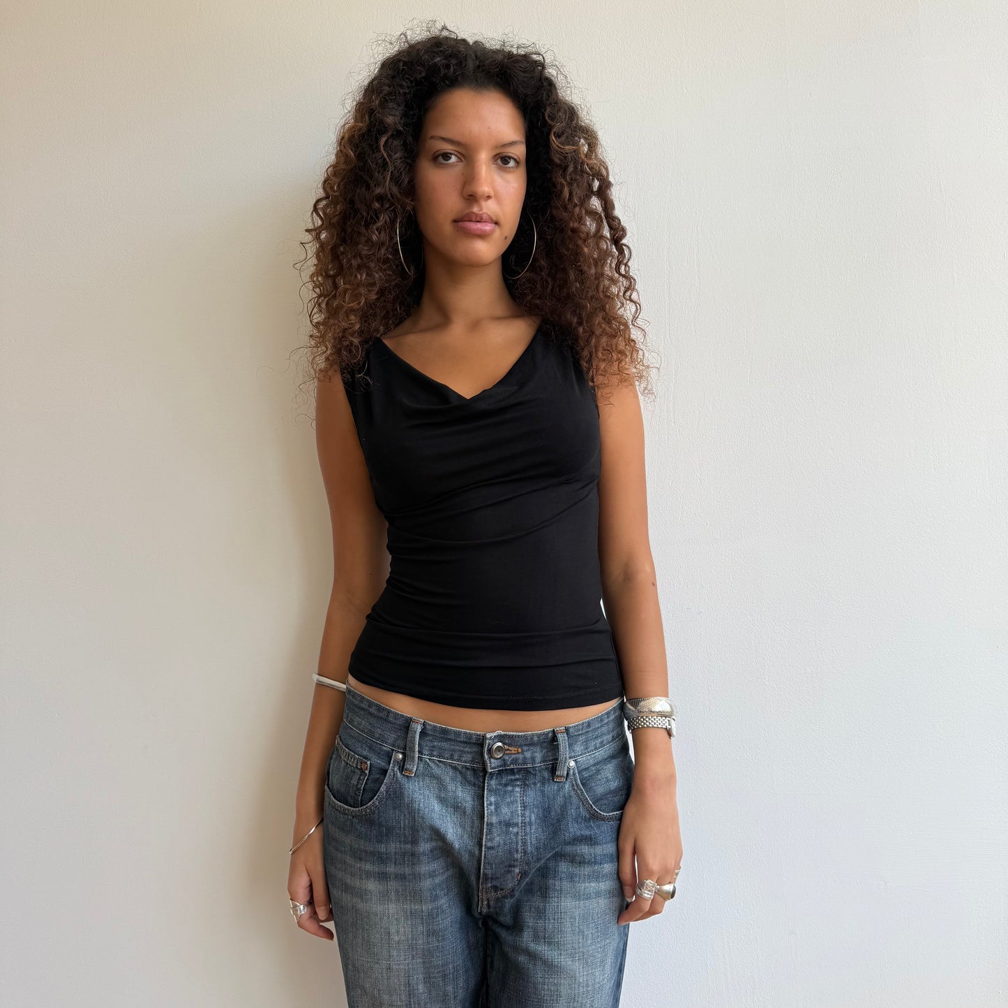 Black stretchy 3-way top - Size S