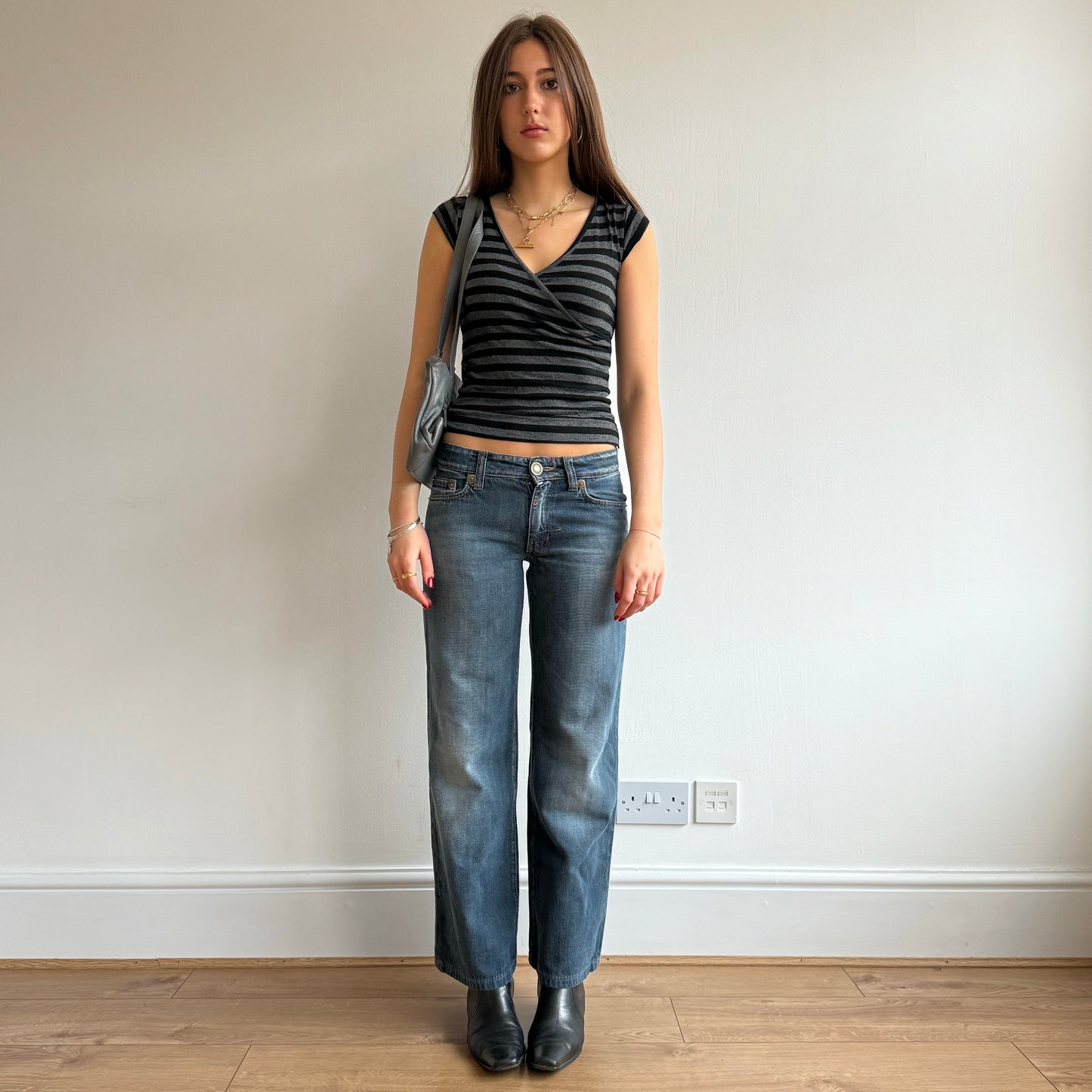 Grey black stripe top - Size XS