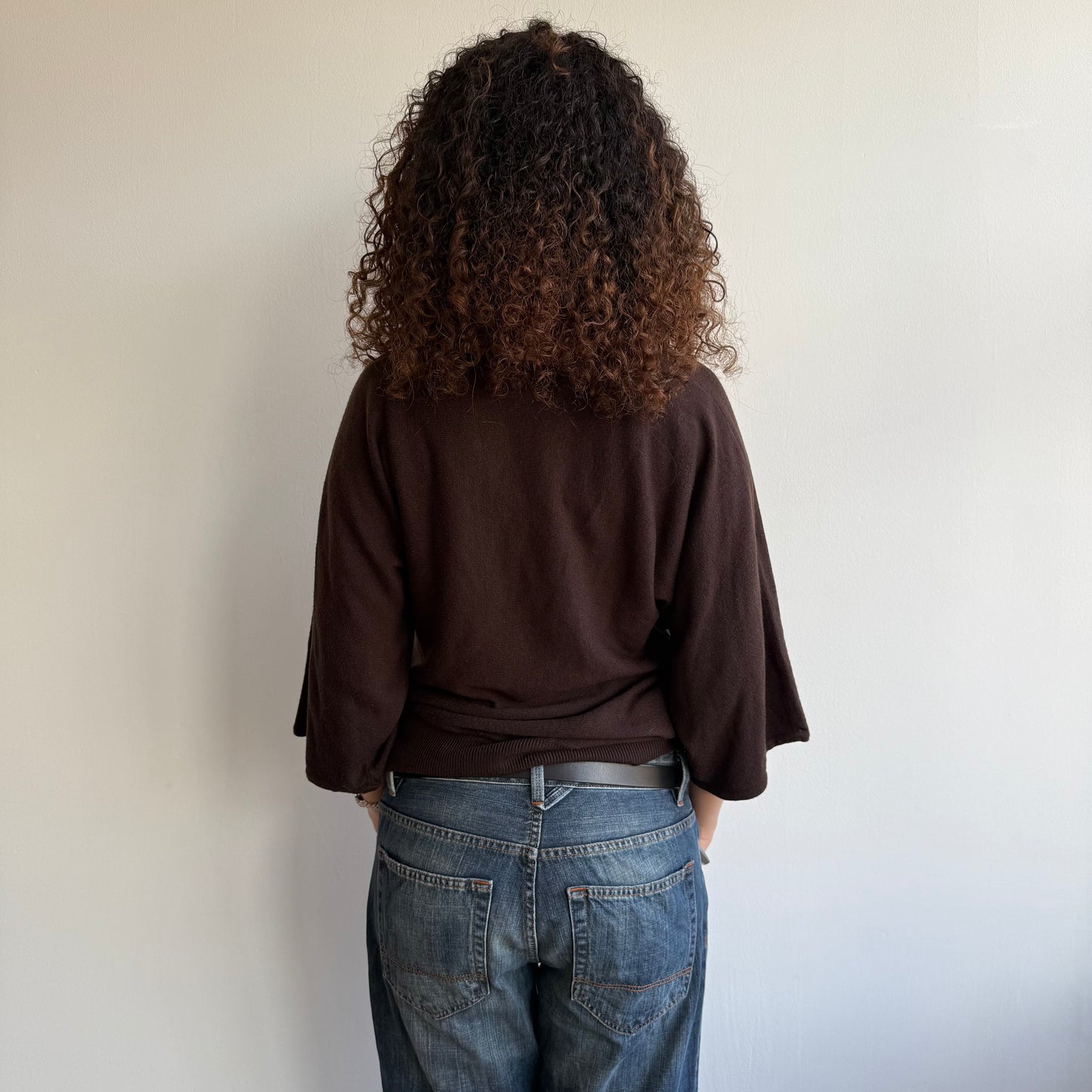 Brown 3/4 sleeve knit - Size M