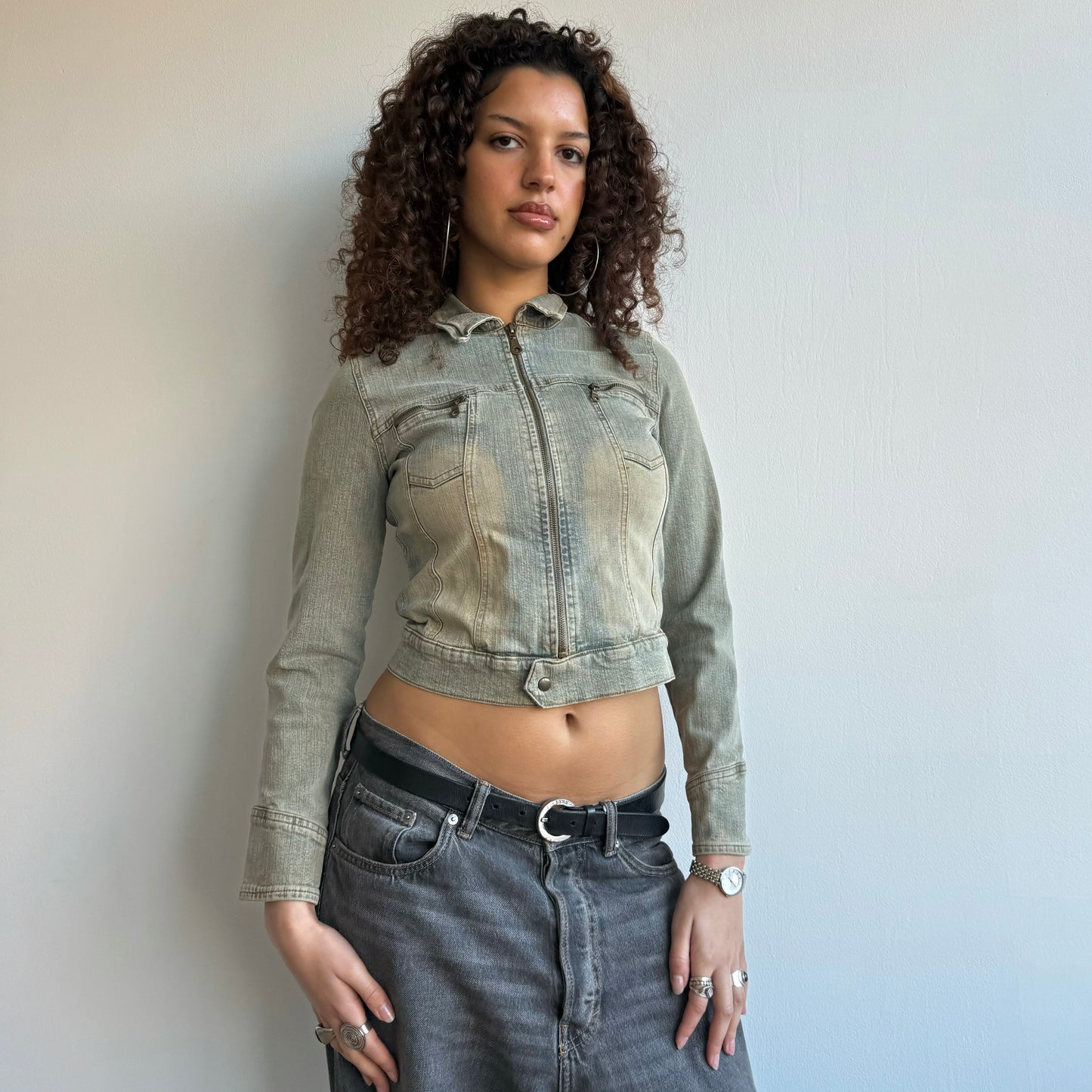 Blue wash denim jacket - Size XS