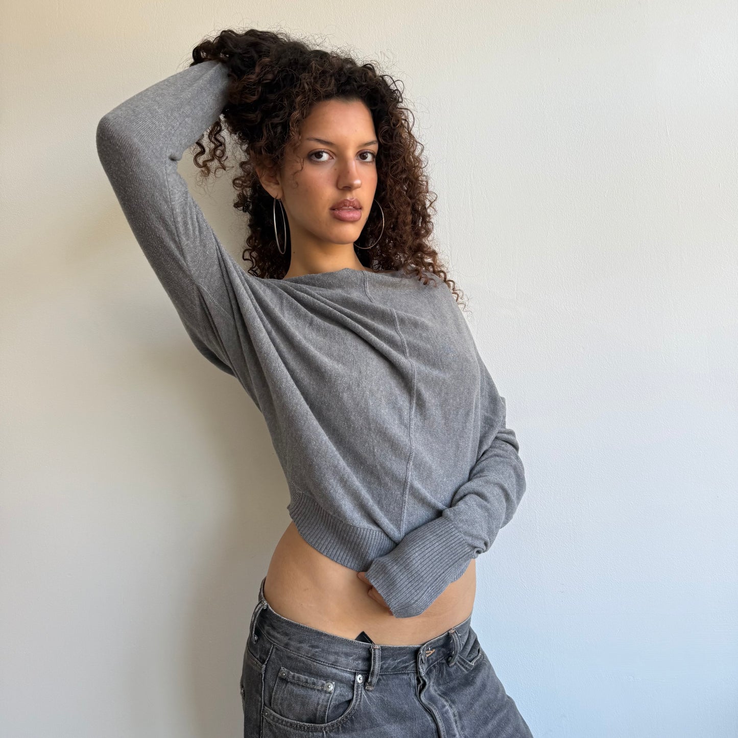 Grey slouchy button knit - Size S/M