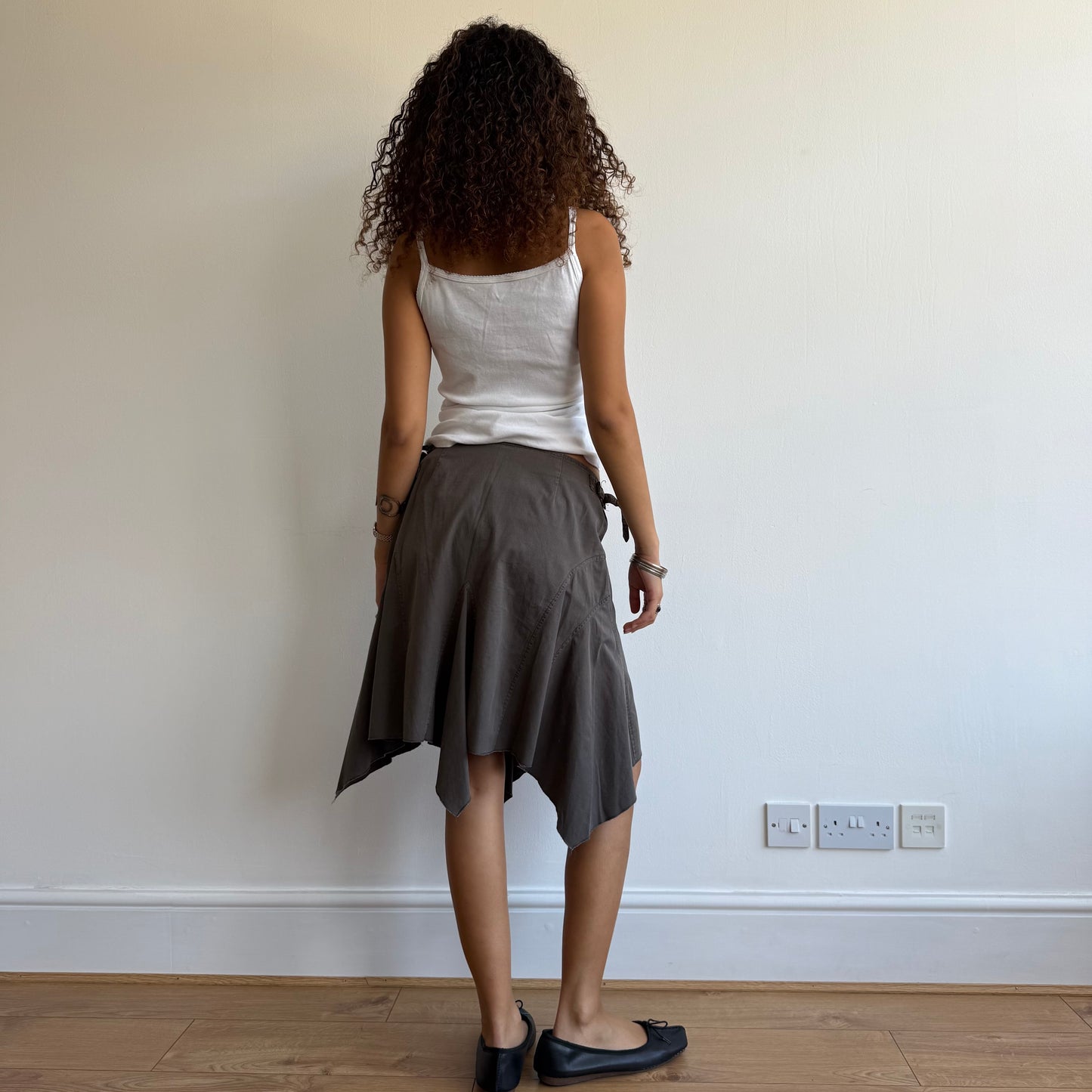 Khaki buckle midi skirt - Size M