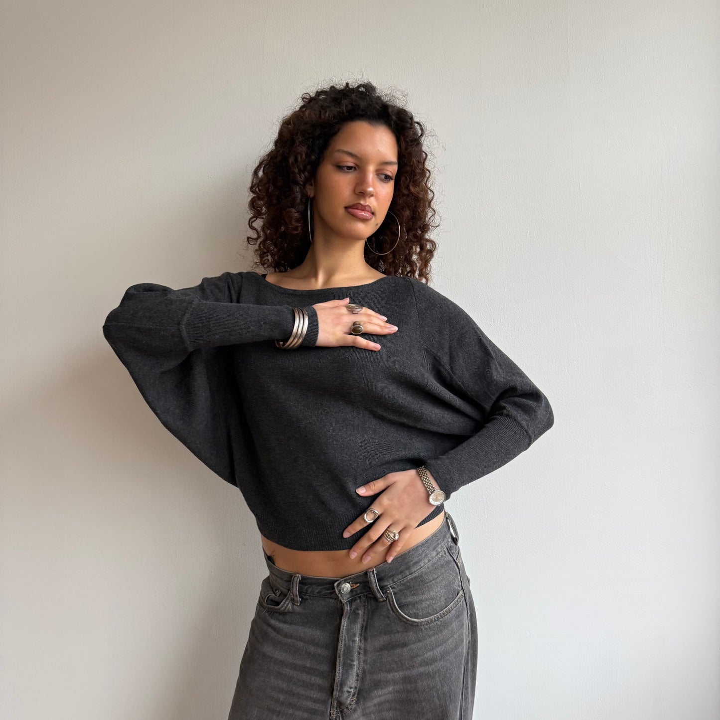 Grey batwing knit - Size S