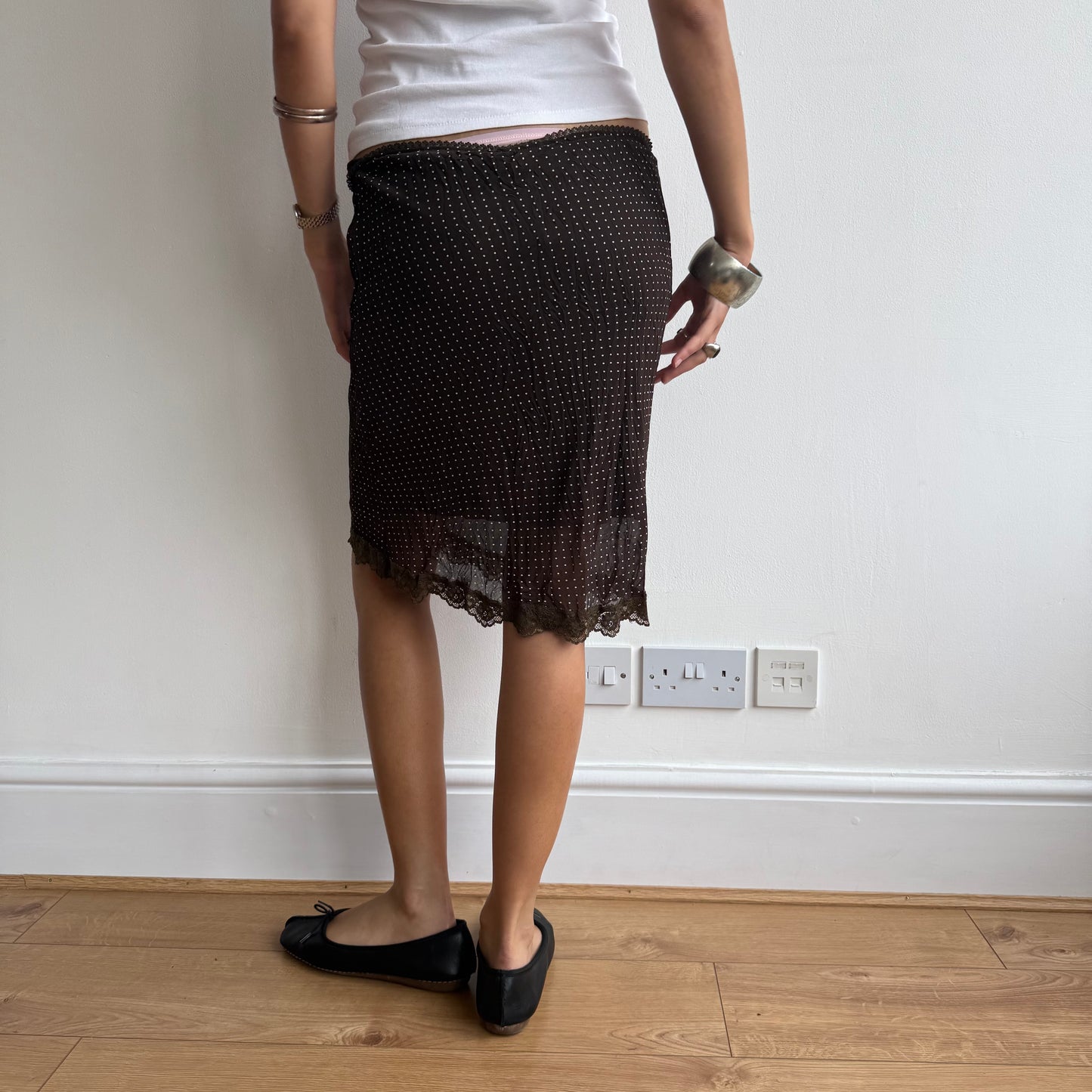 BNWT brown polka dot skirt - Size S