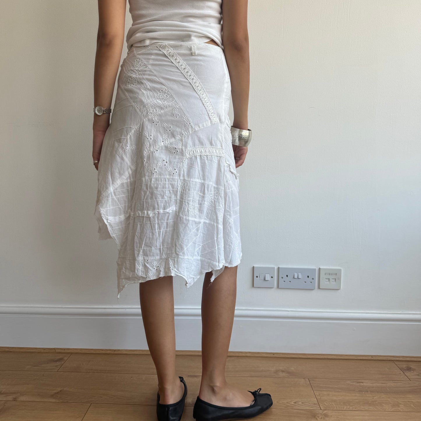 Broderie patchwork midi skirt - Size S
