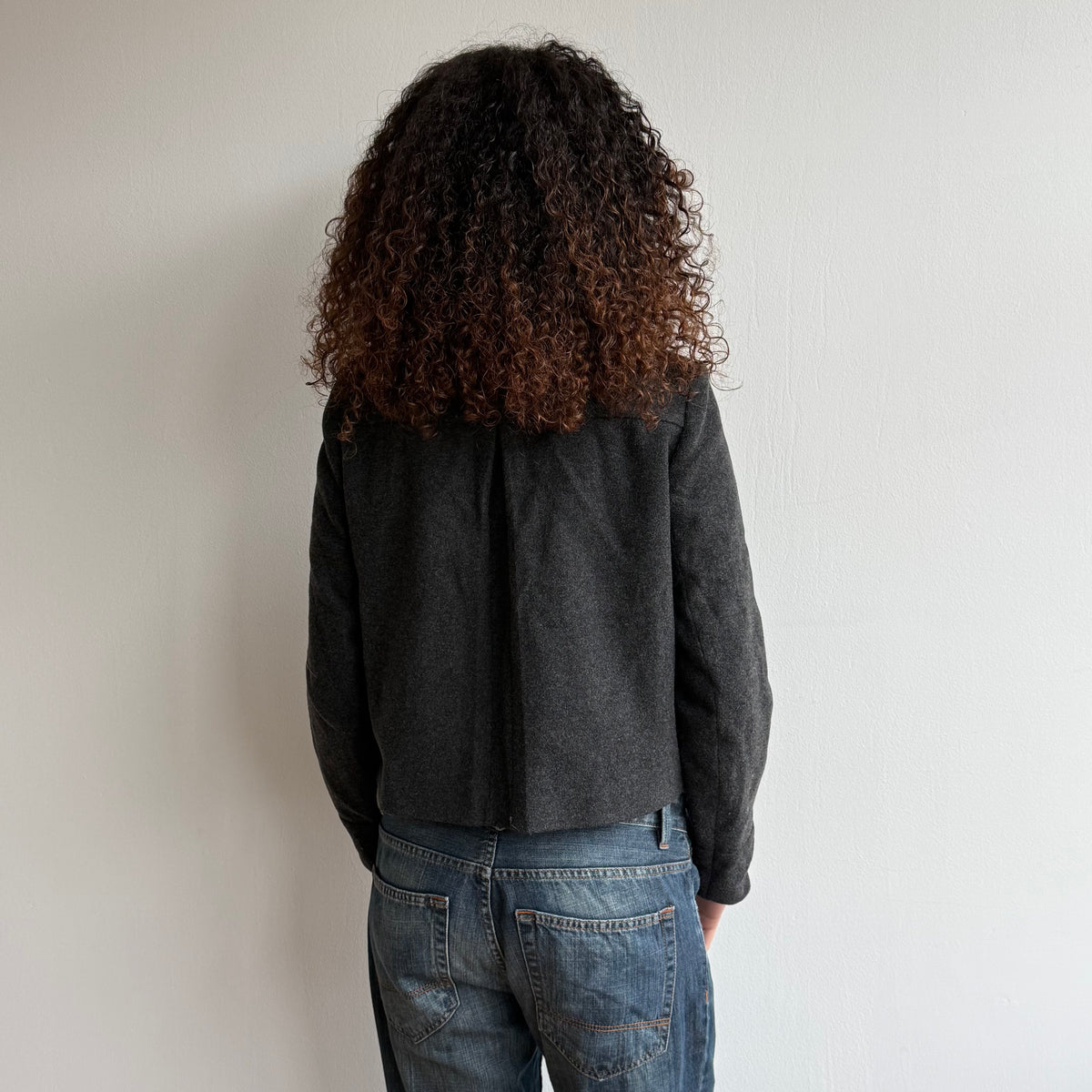 Charcoal double breasted peacoat - Size S