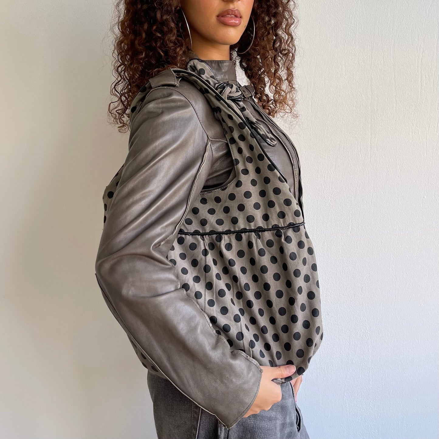 Khaki polka dot bag - OS