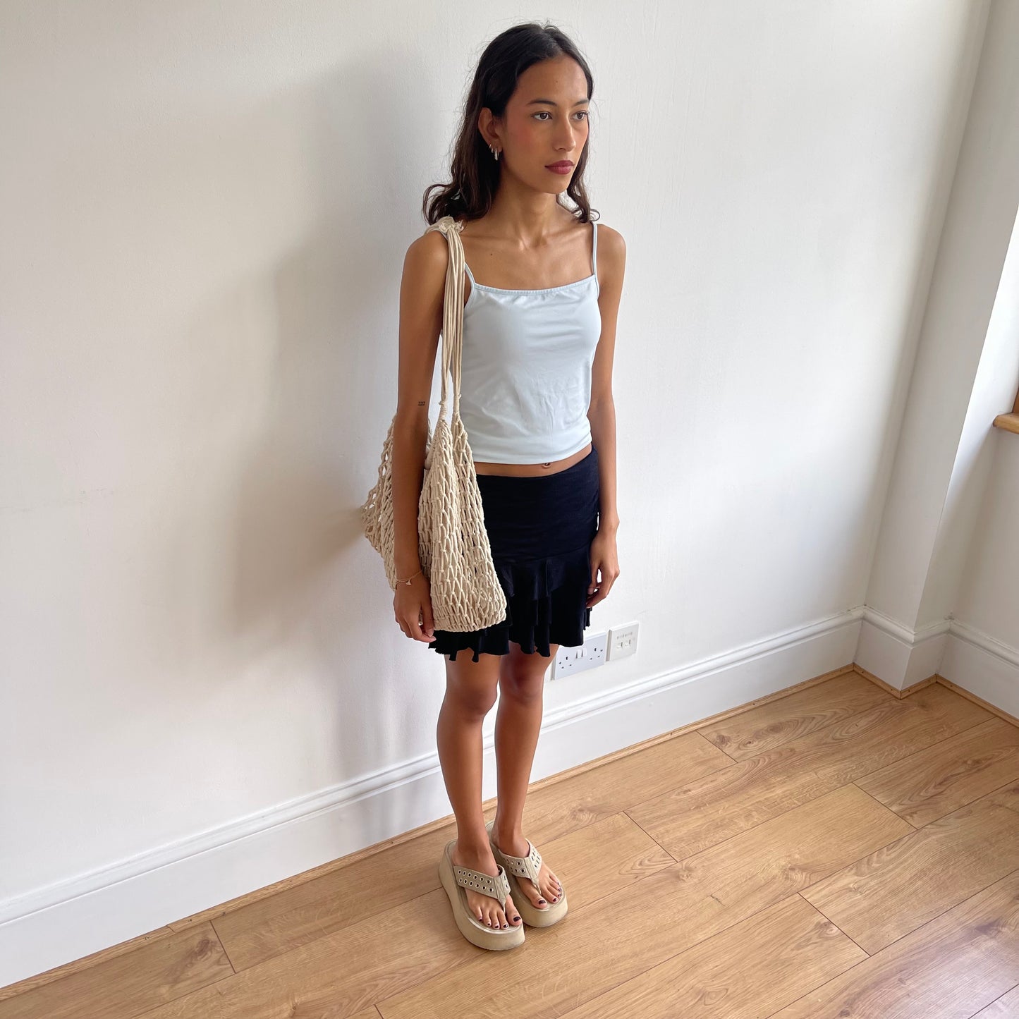 Black ruffle rara mini skirt - Size S