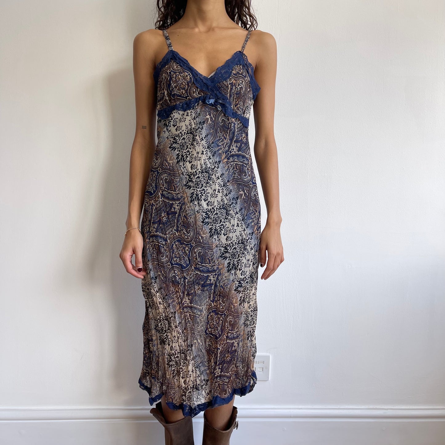 Blue paisley midi dress - Size S