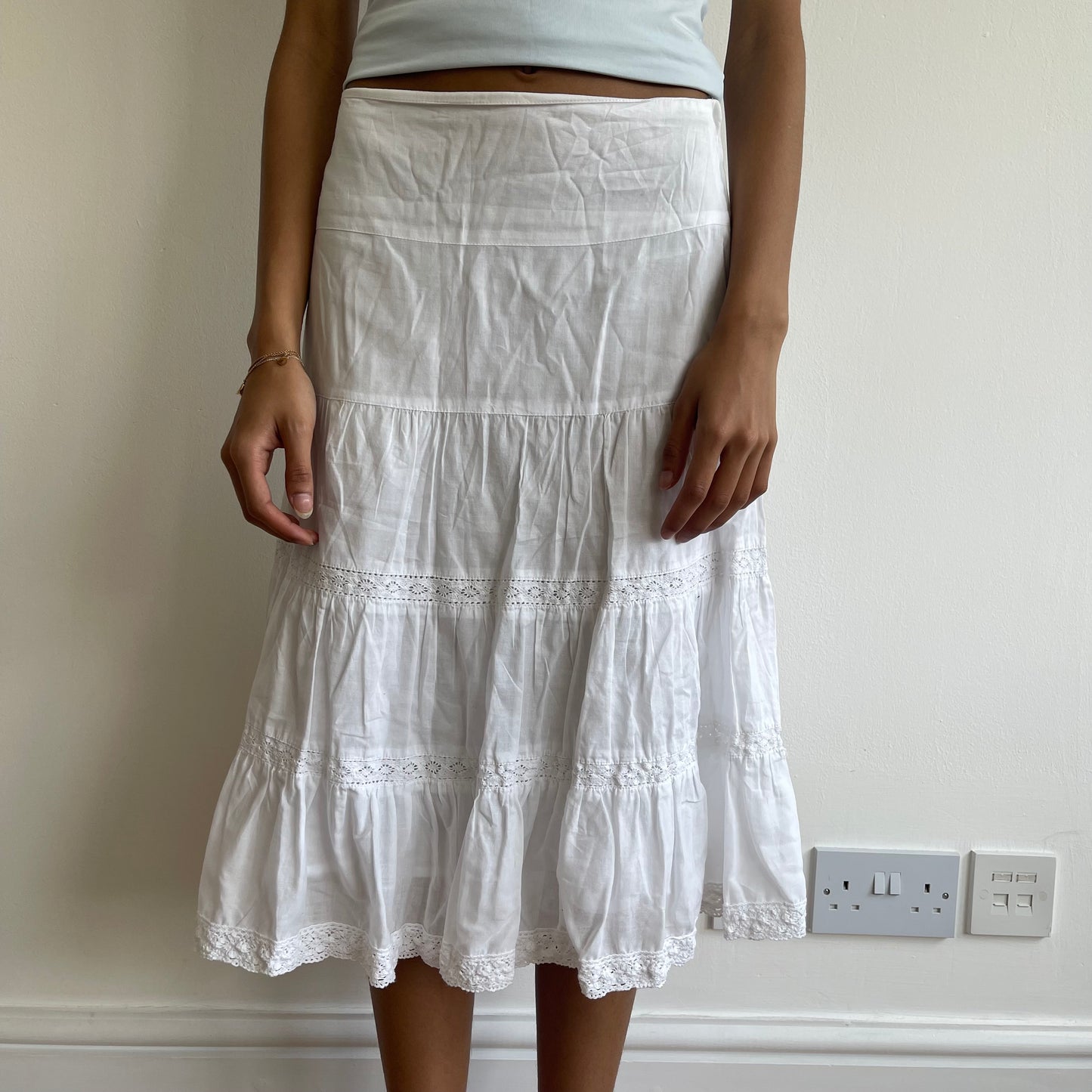 White broderie anglaise midi skirt - Size S/M