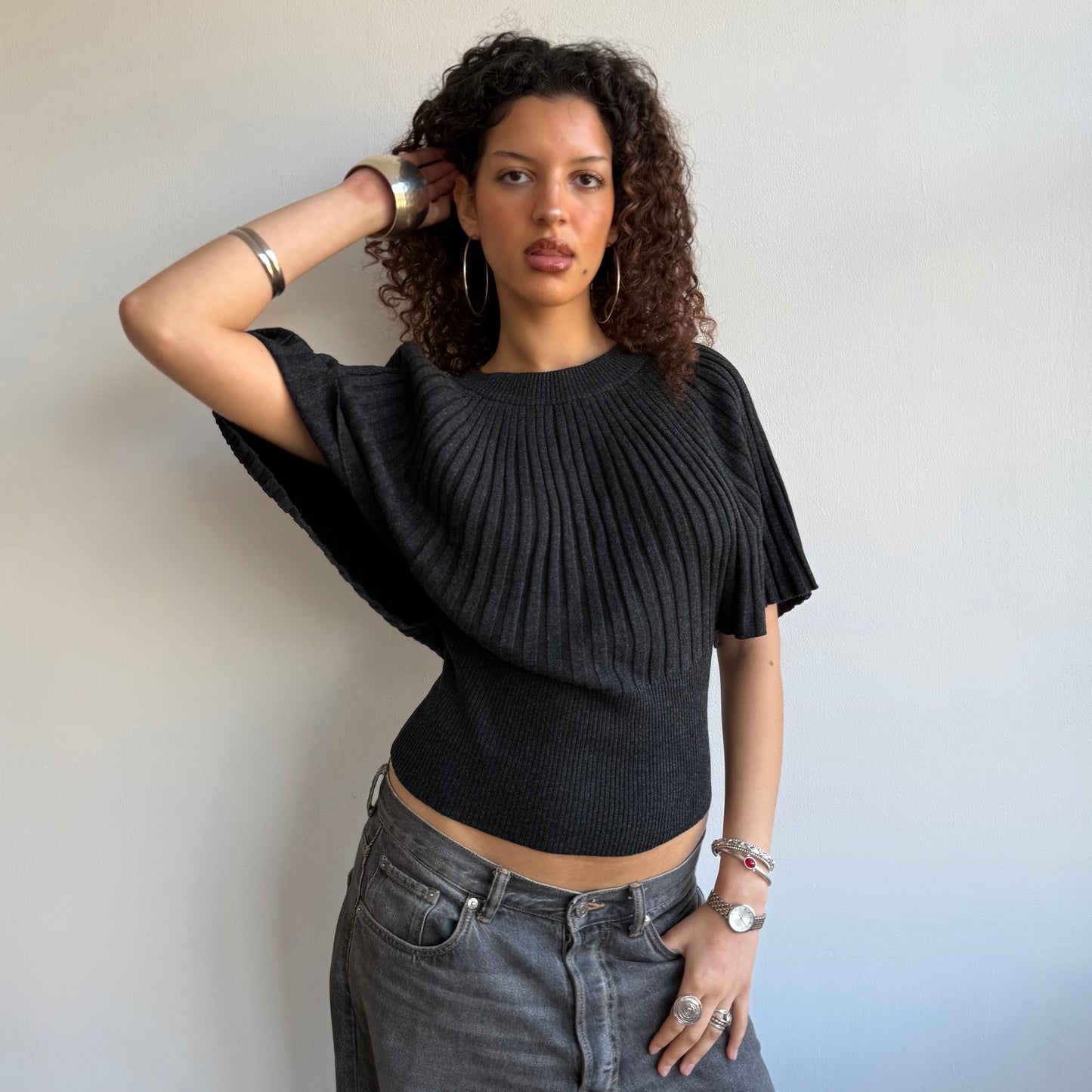 Grey batwing knit - Size S