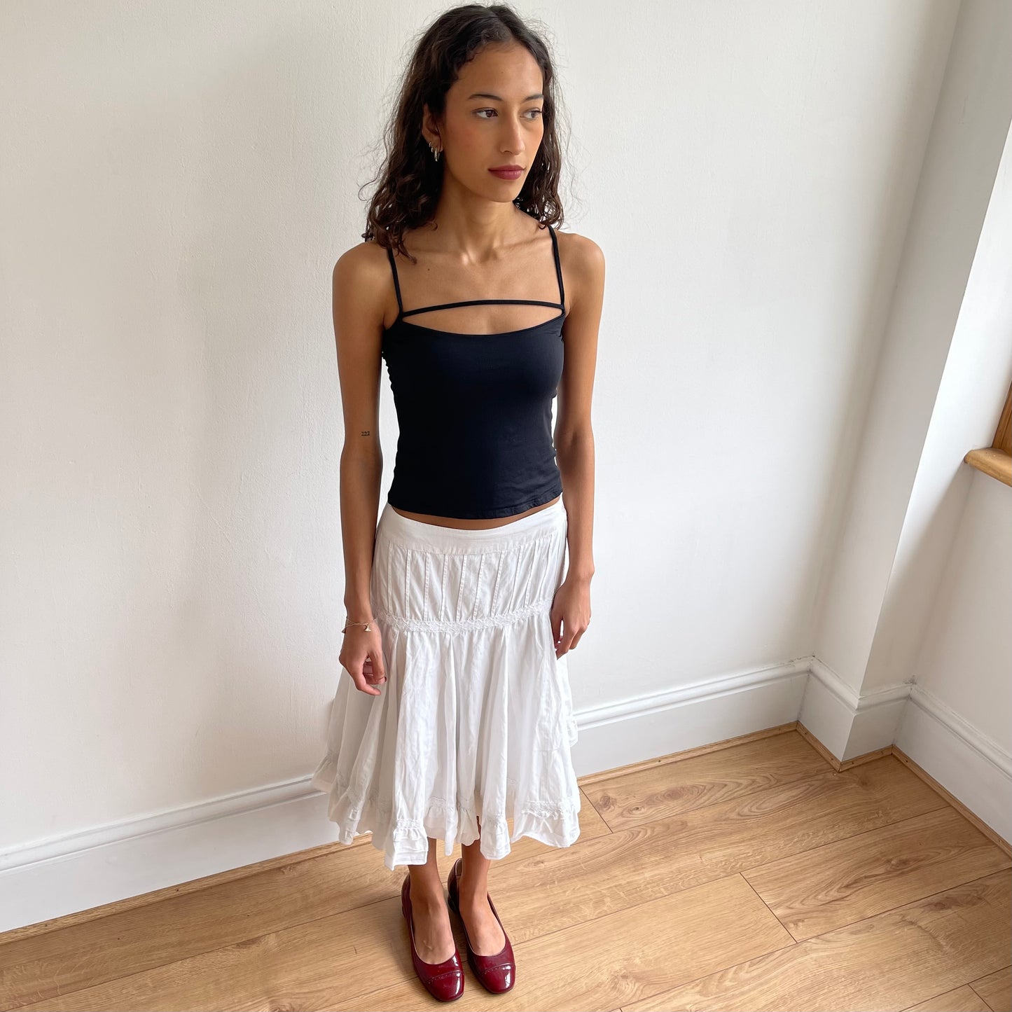 White broderie midi skirt - Size S/M