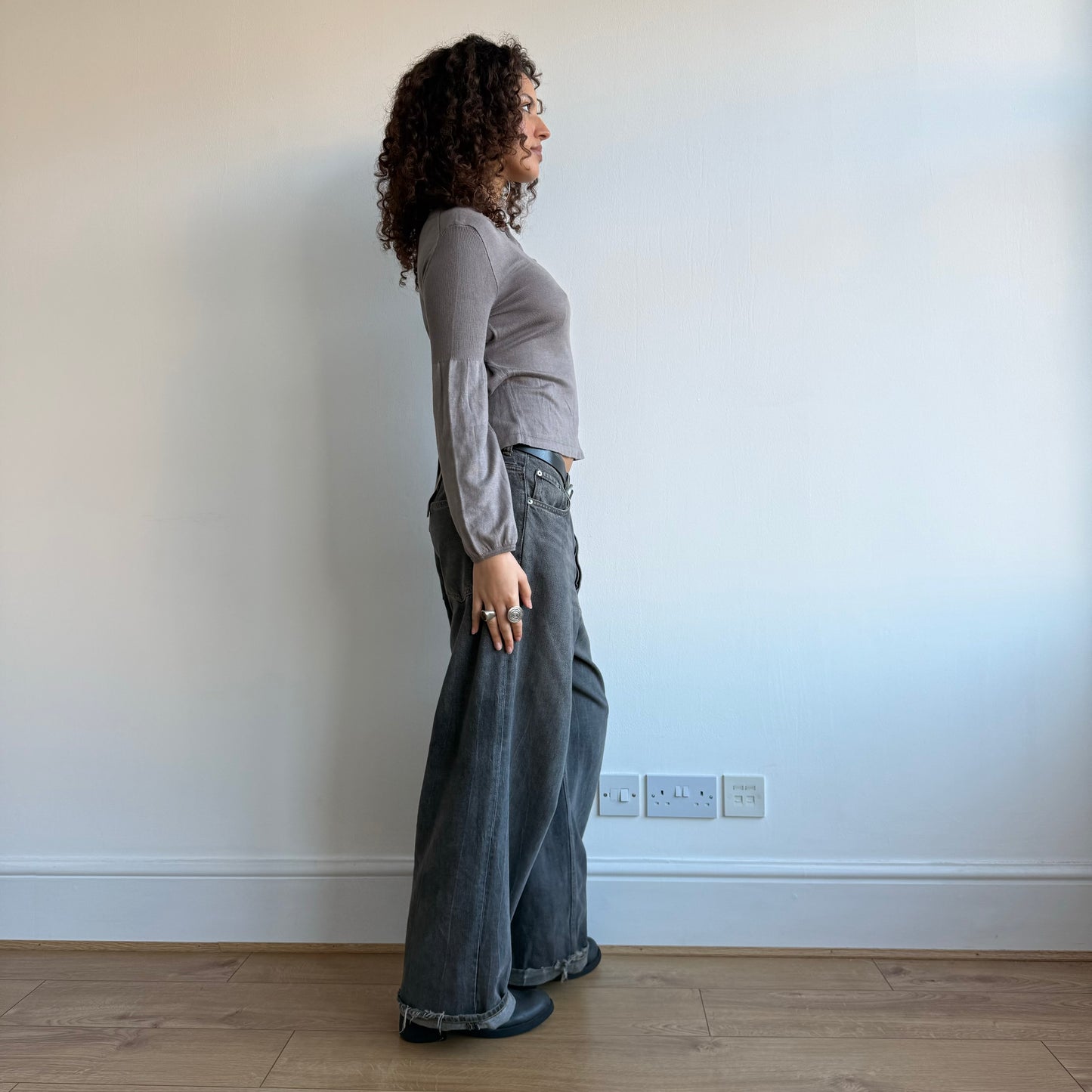 Taupe tie back knit - Size S
