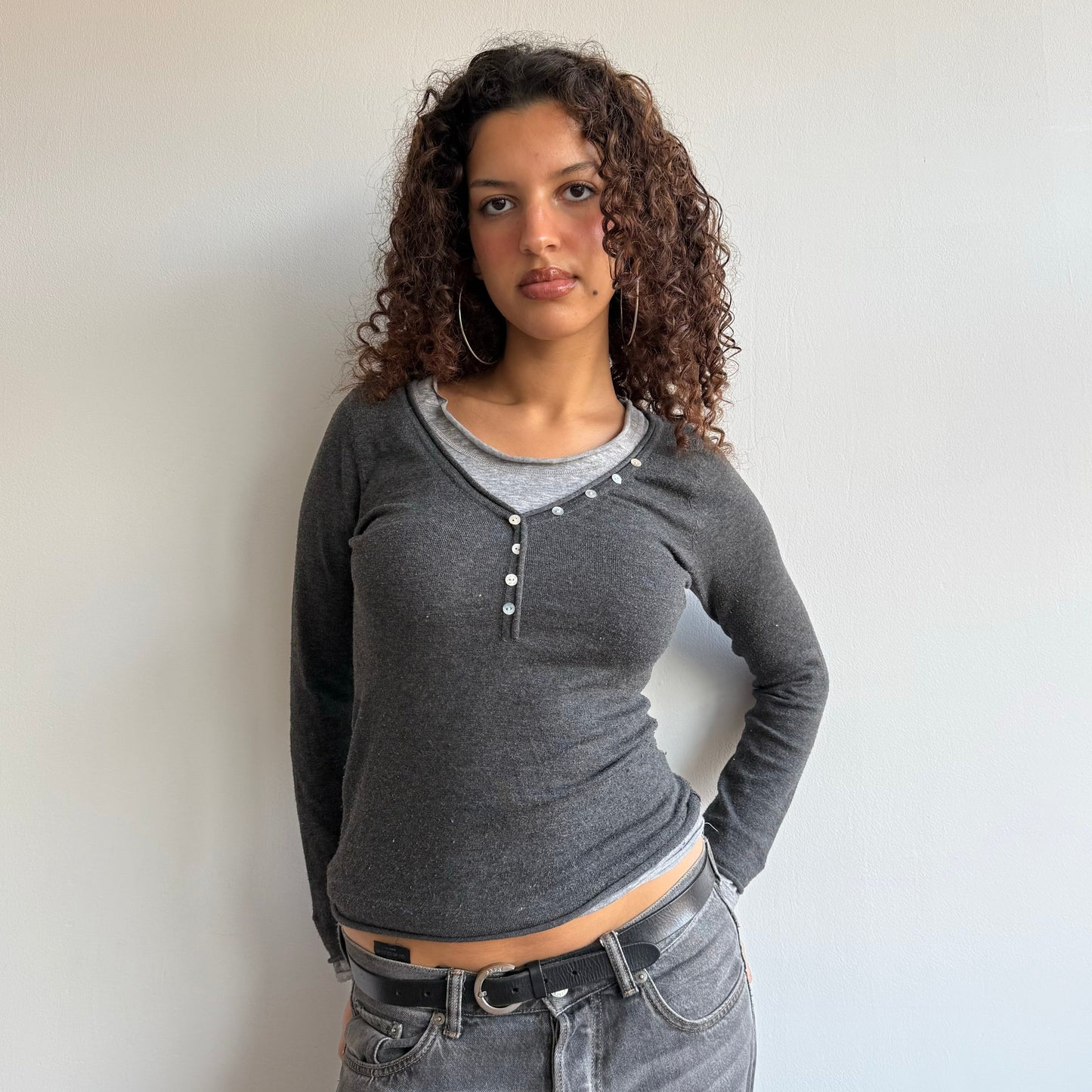 Grey double layer knit - Size S