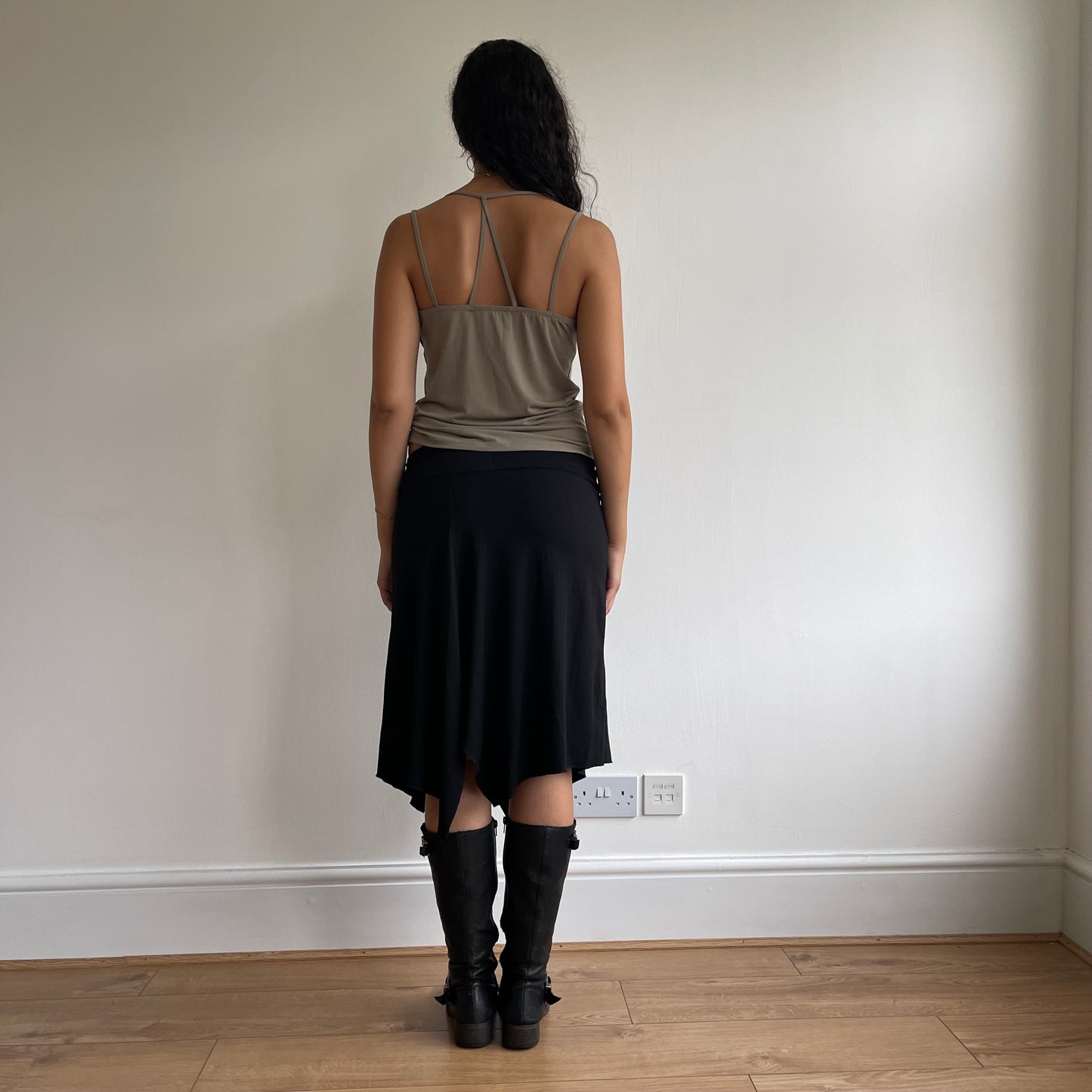 Black asymmetric midi skirt - Size S