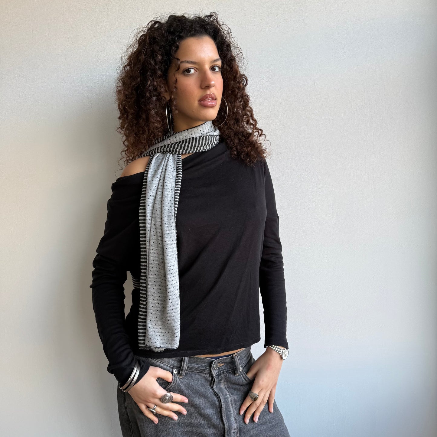 Polka dot / striped scarf