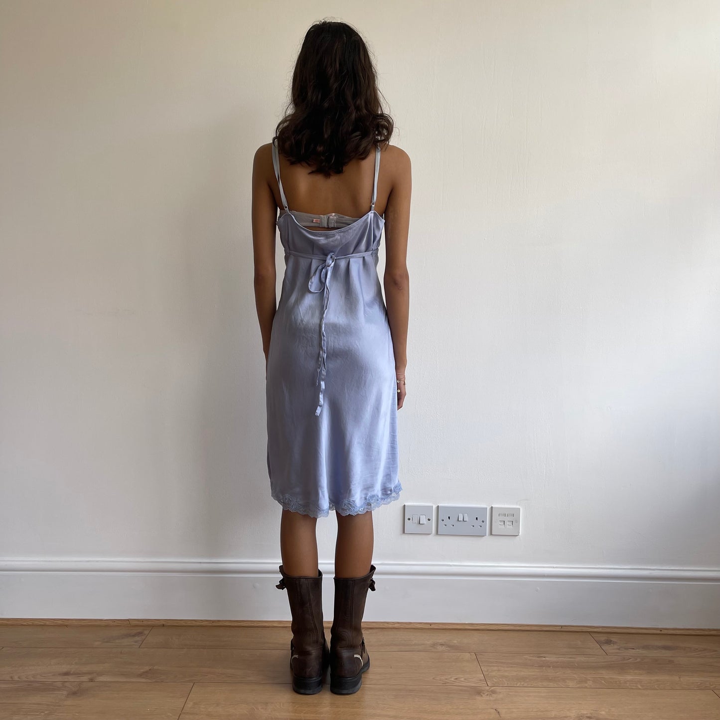 Satin lilac mini dress - Size S