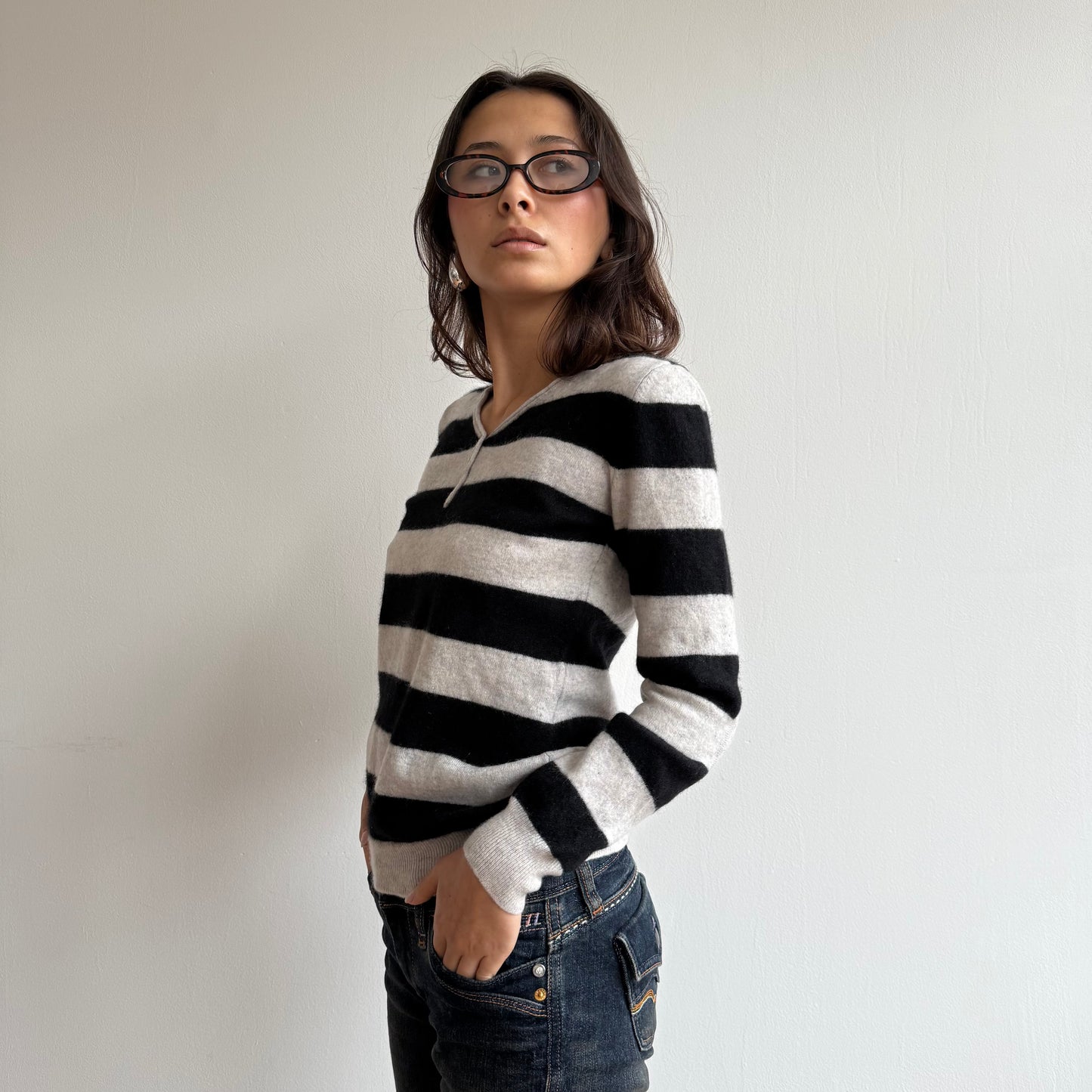 Grey striped cashmere knit - Size S