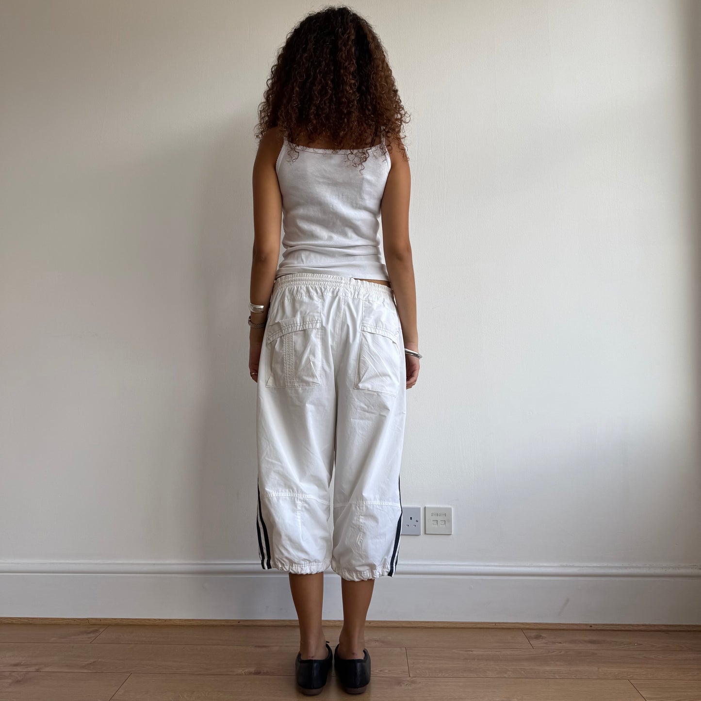 White Adidas logo capris - Size L