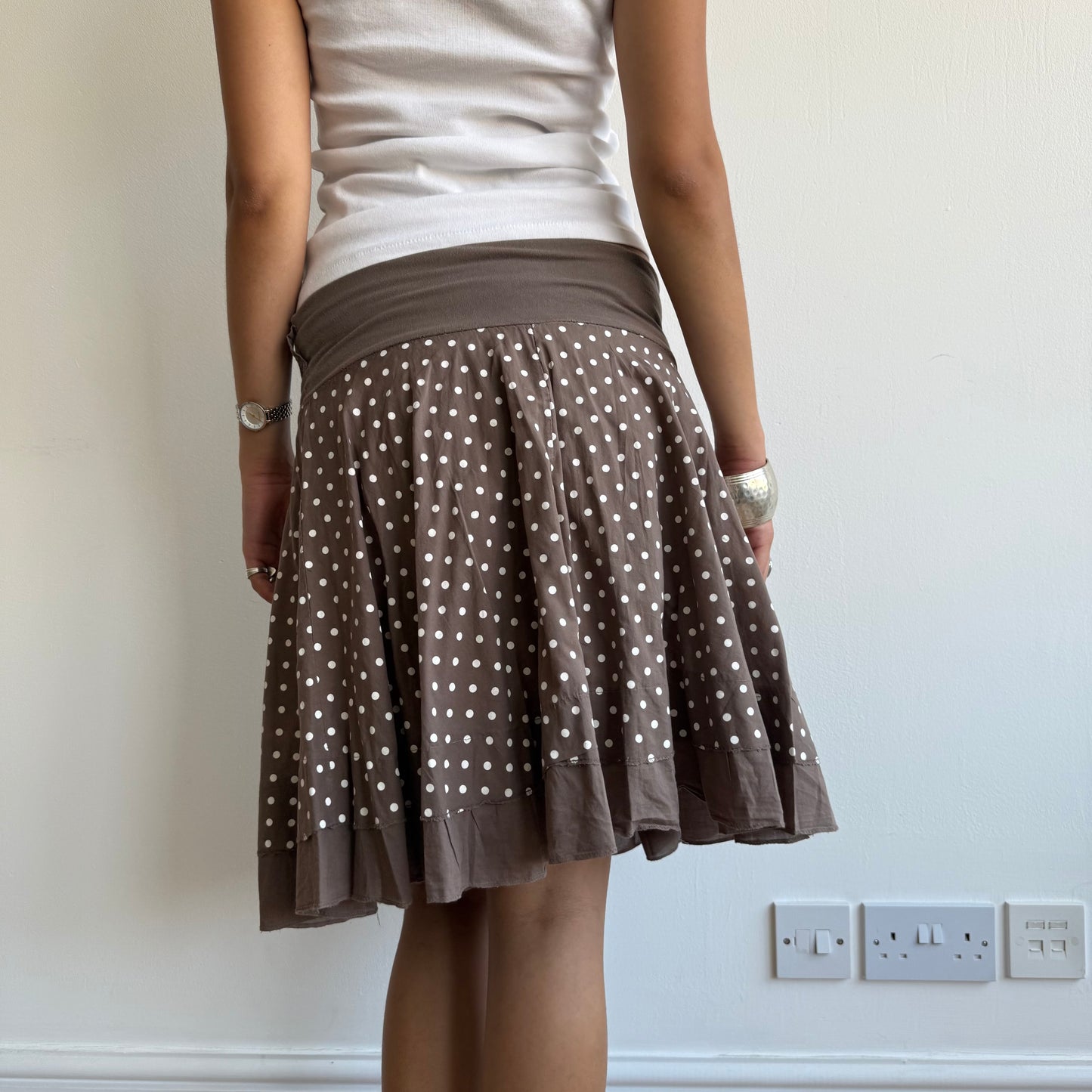 Brown polka dot midi skirt - Size S