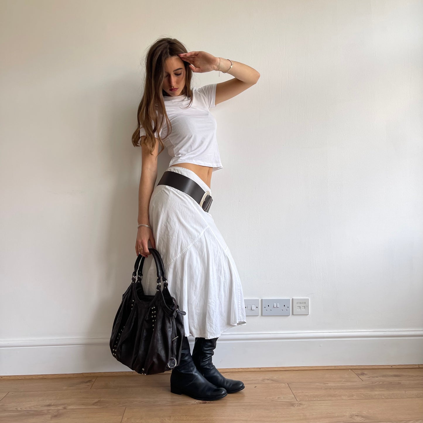 Brown leather belt - OS