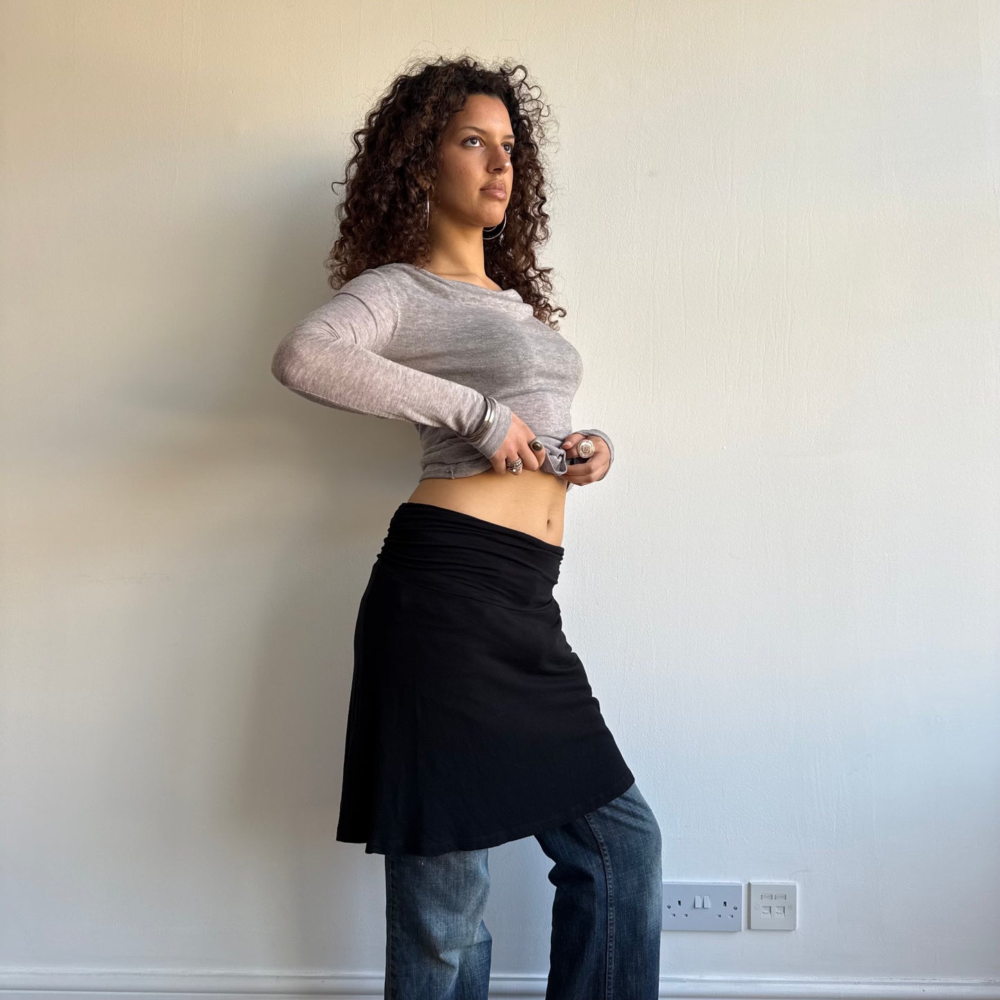 Black ruched side skirt - Size S