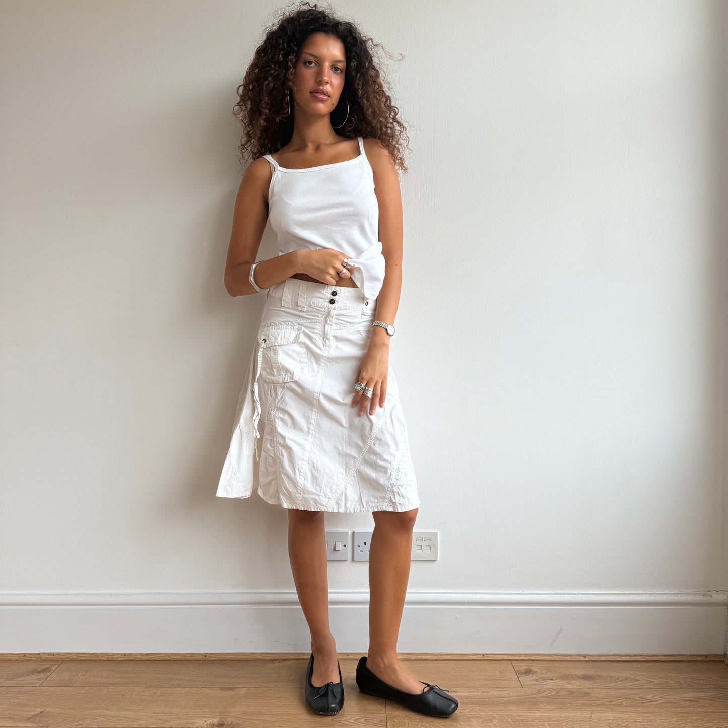 White cargo midi skirt - Size S