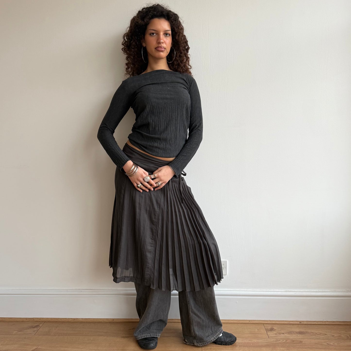 Brown plisse skirt - Size S/M