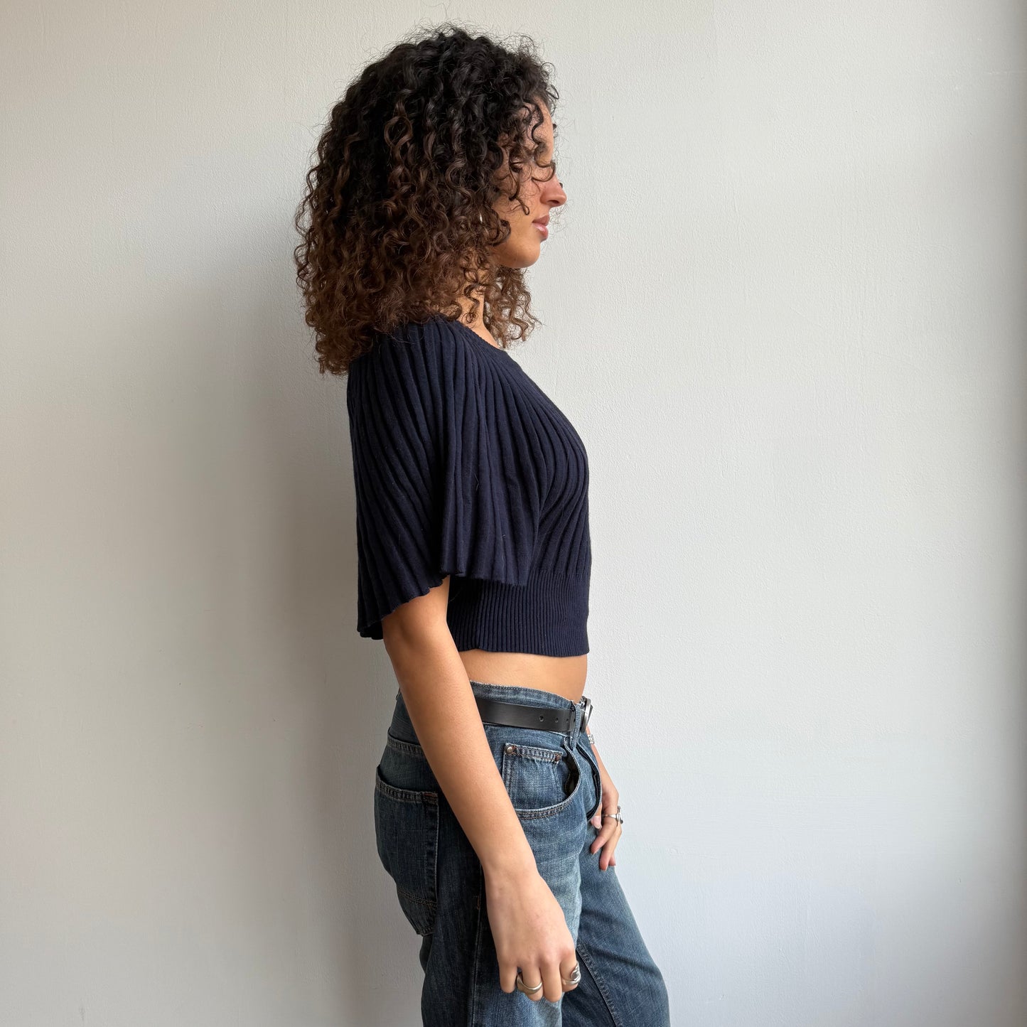 Navy batwing knit - Size S