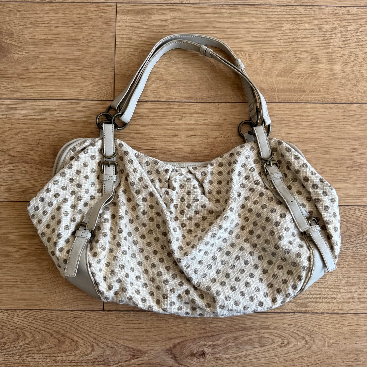 Cream polka dot bag