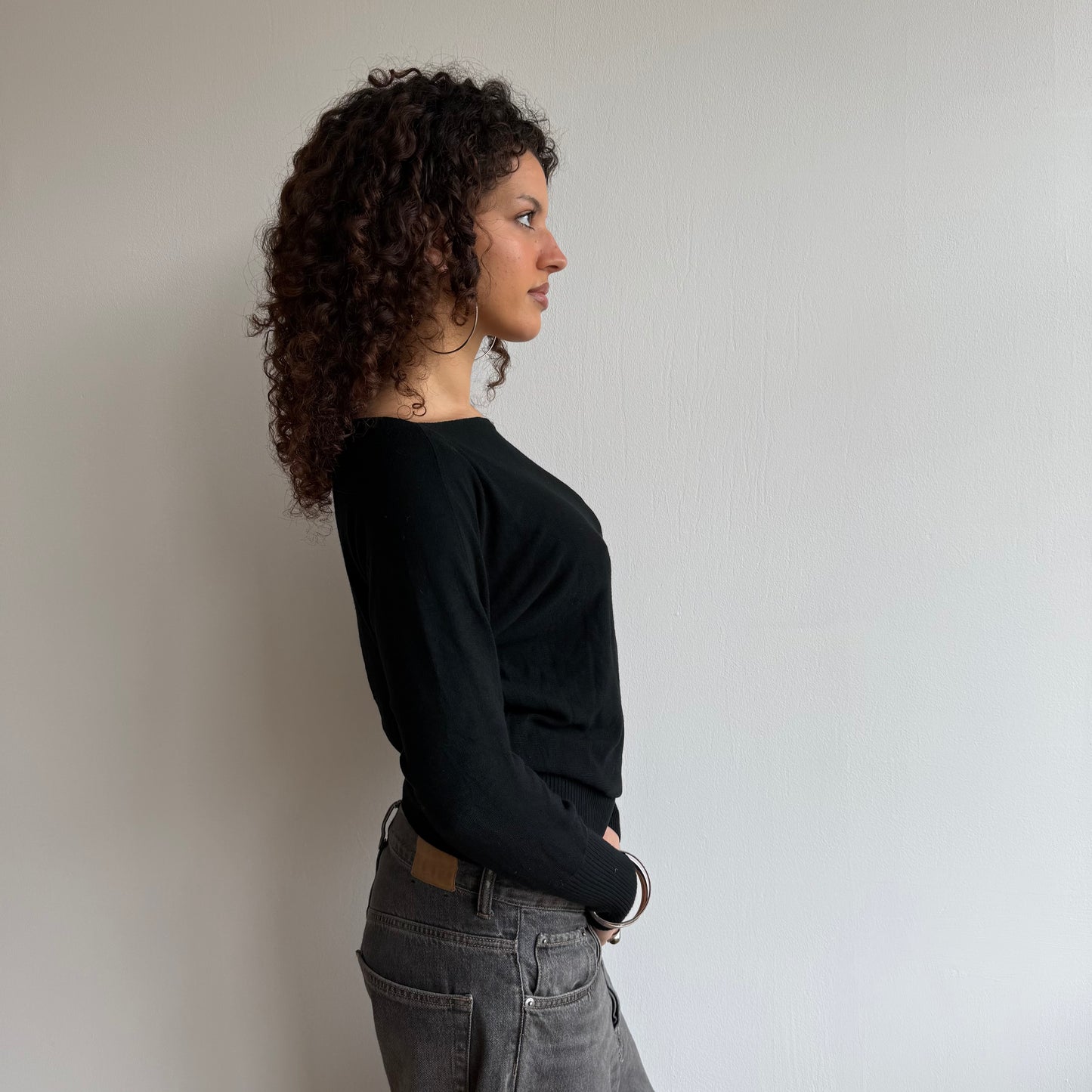 Black slouchy knit jumper - Size S/M